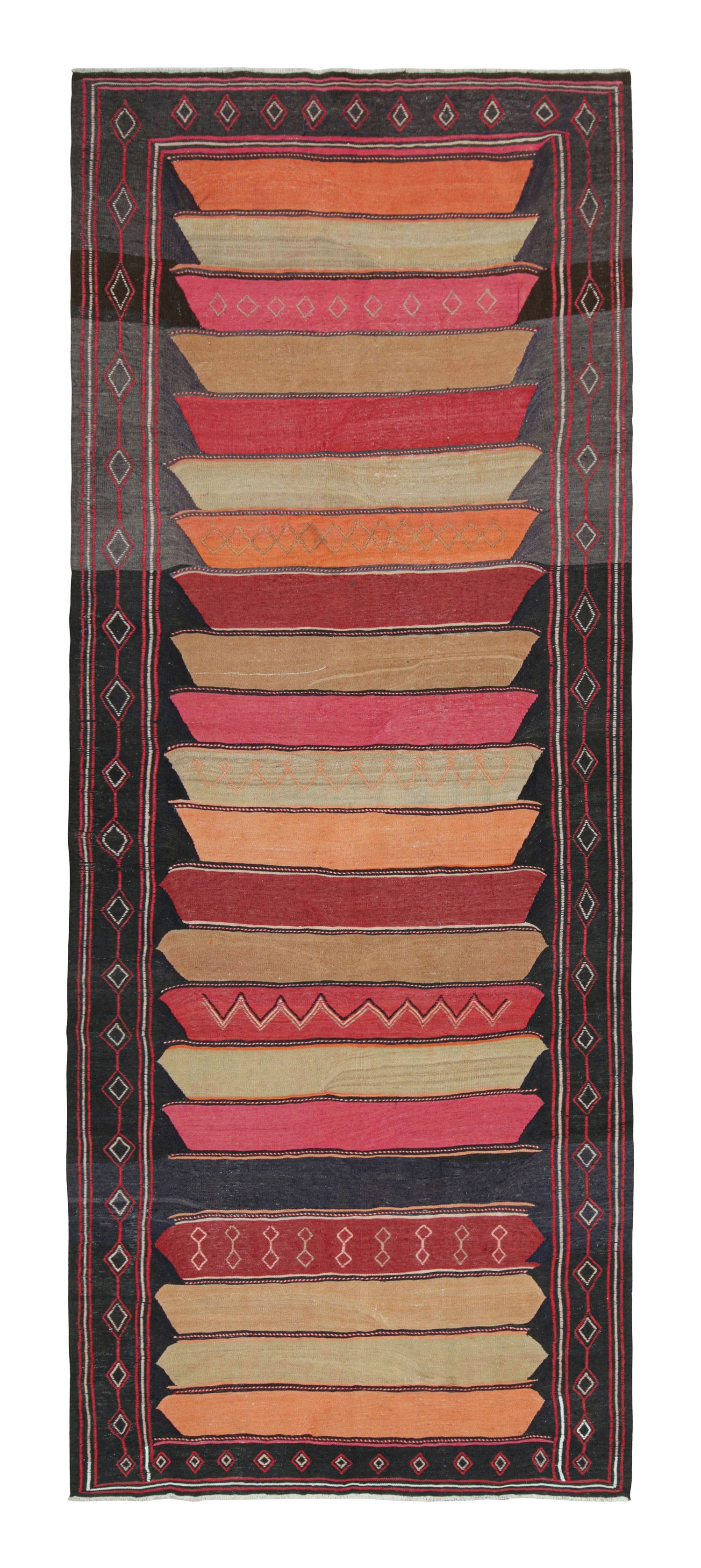 Vintage Persian Kilim in Polychromatic Geometric Pattern by Rug & Kilim For Sale