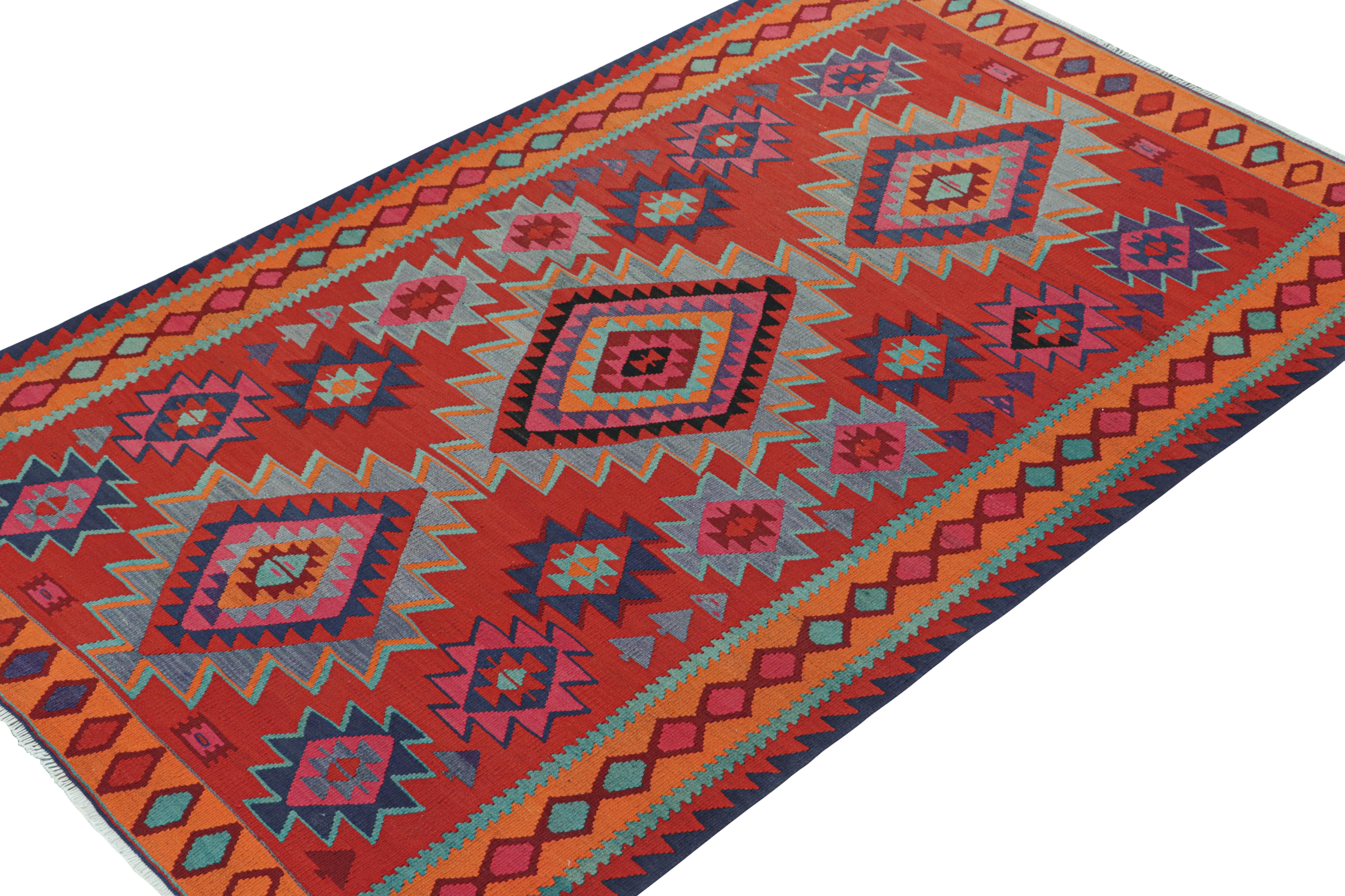 Tribal Vintage Northwest Persian Kilim in Red with Blue Medallions by Rug & Kilim For Sale