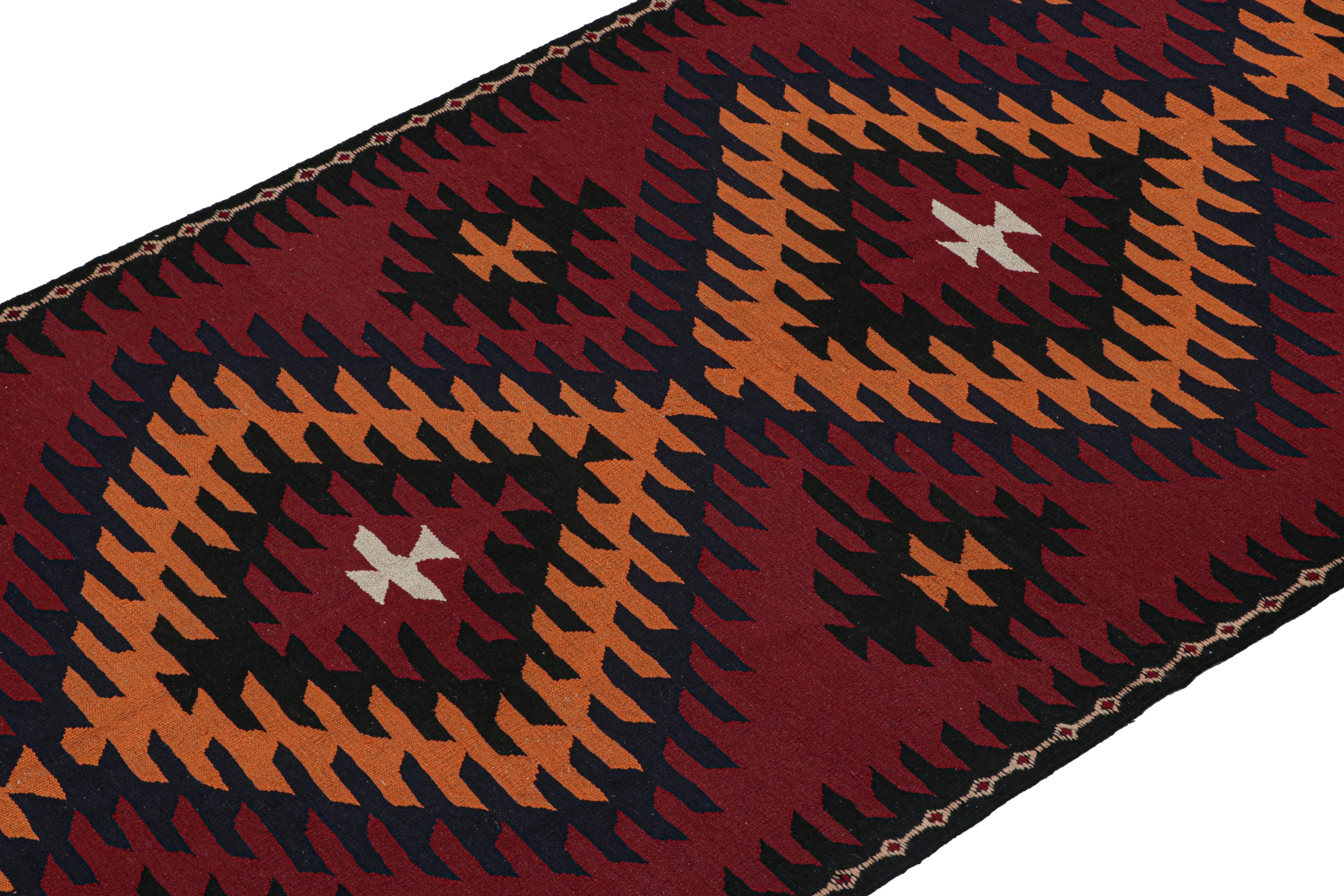 Hand-Knotted Vintage Northwest Persian Kilim in Red with Geometric Patterns For Sale