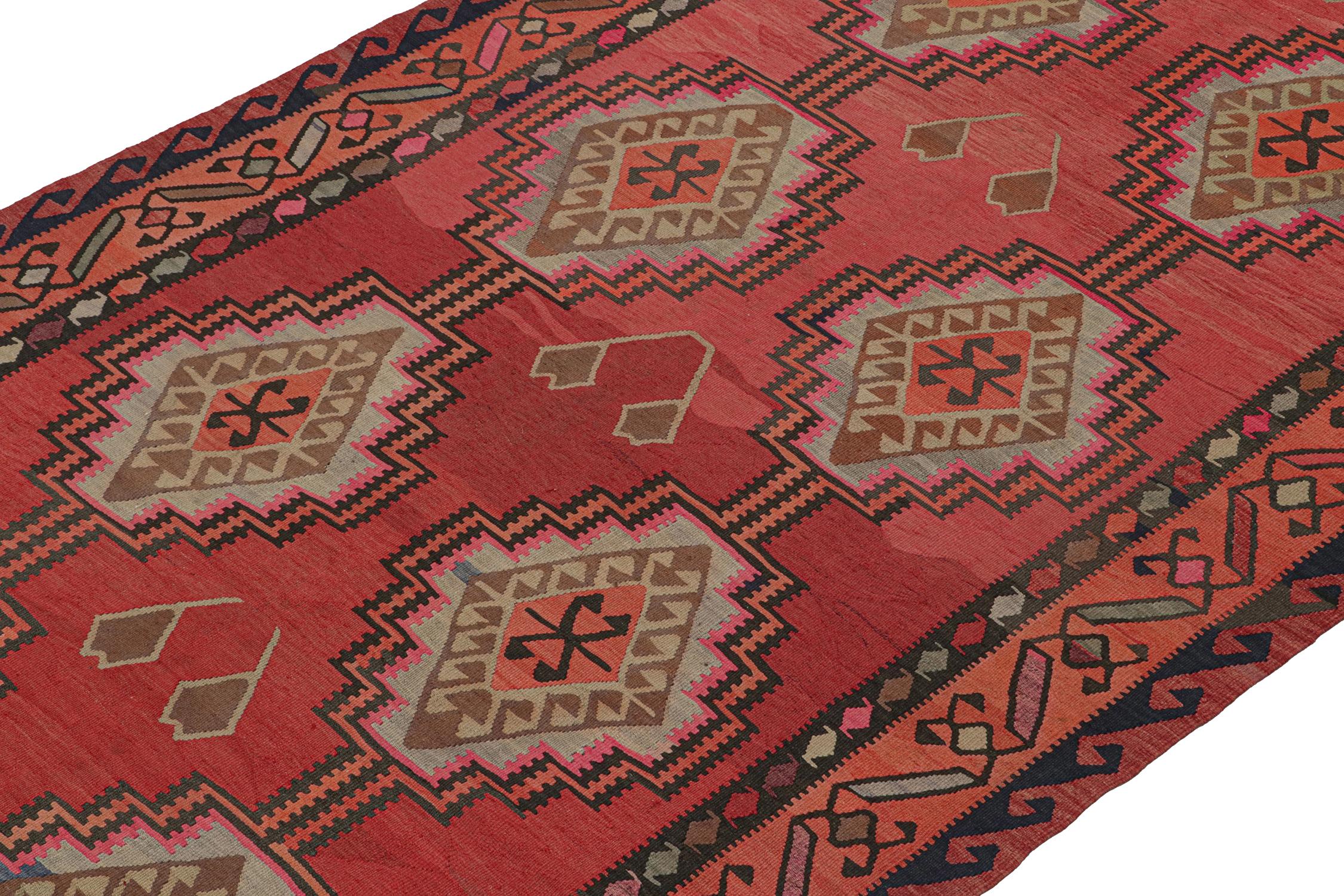Hand-Knotted Vintage Northwest Persian Kilim in Red with Geometric Patterns by Rug & Kilim For Sale