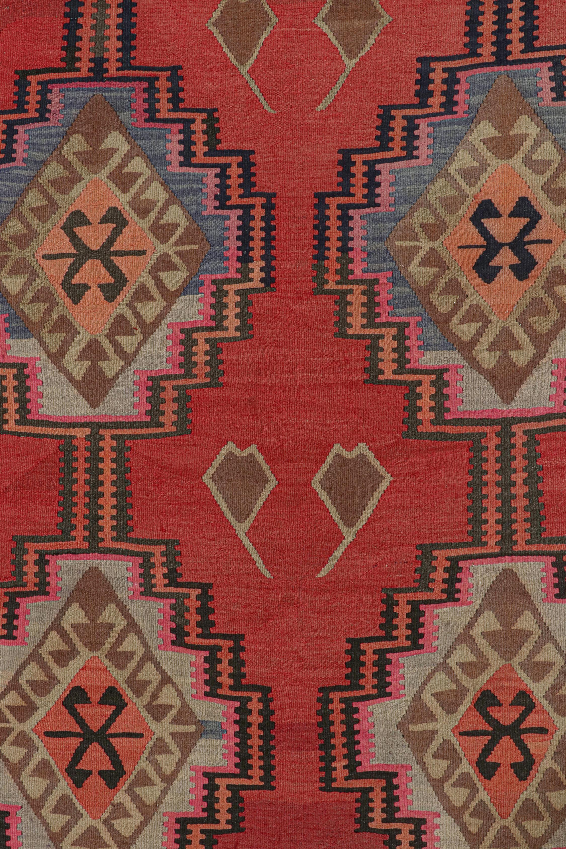 Mid-20th Century Vintage Northwest Persian Kilim in Red with Geometric Patterns by Rug & Kilim For Sale