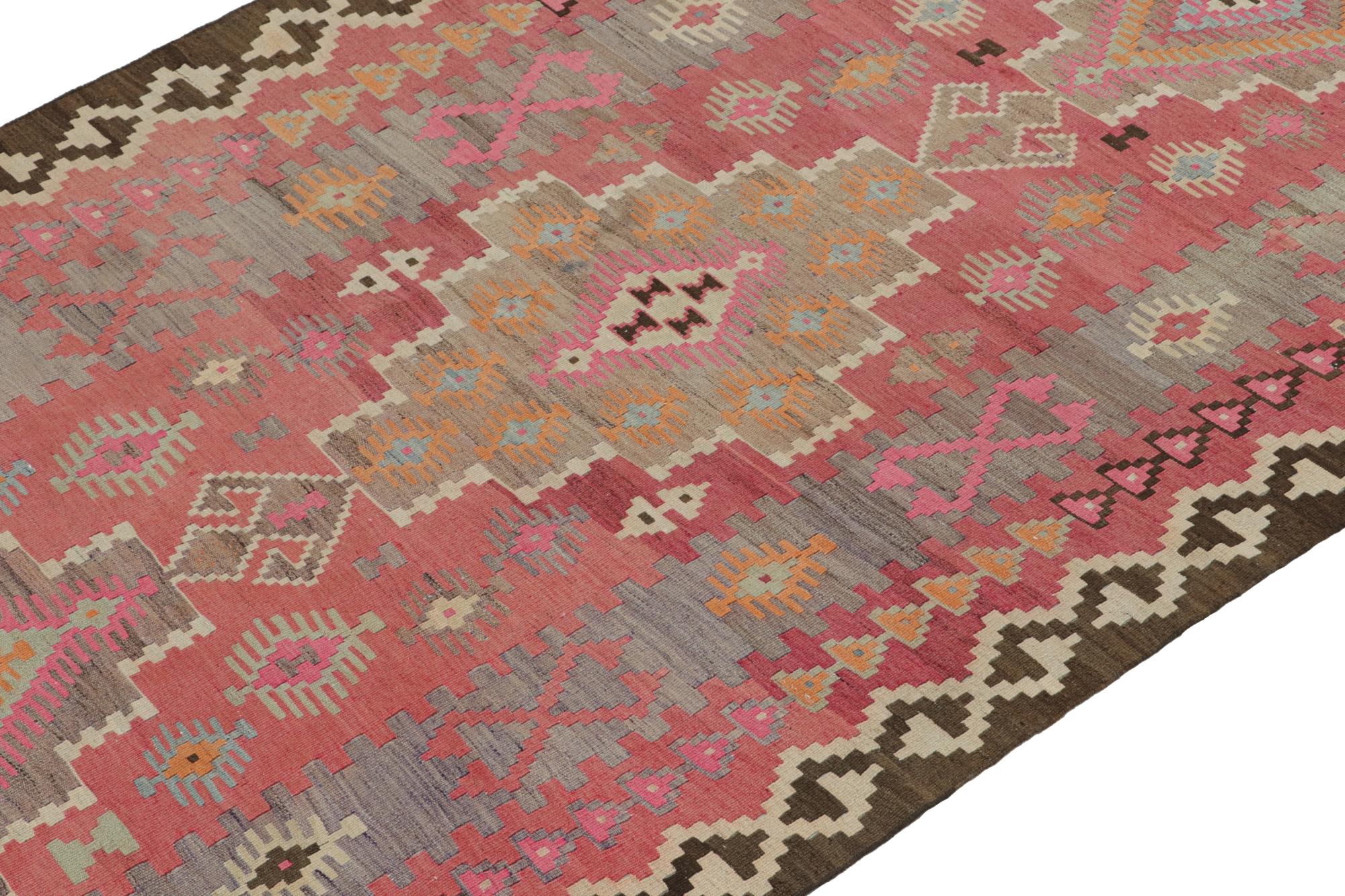 This vintage 5x12 Persian Kilim is a tribal rug from Meshkin—a small northwestern village known for its fabulous works. Handwoven in wool, it originates circa 1950-1960.

On the Design:

The bold design prefers tribal geometric patterns in