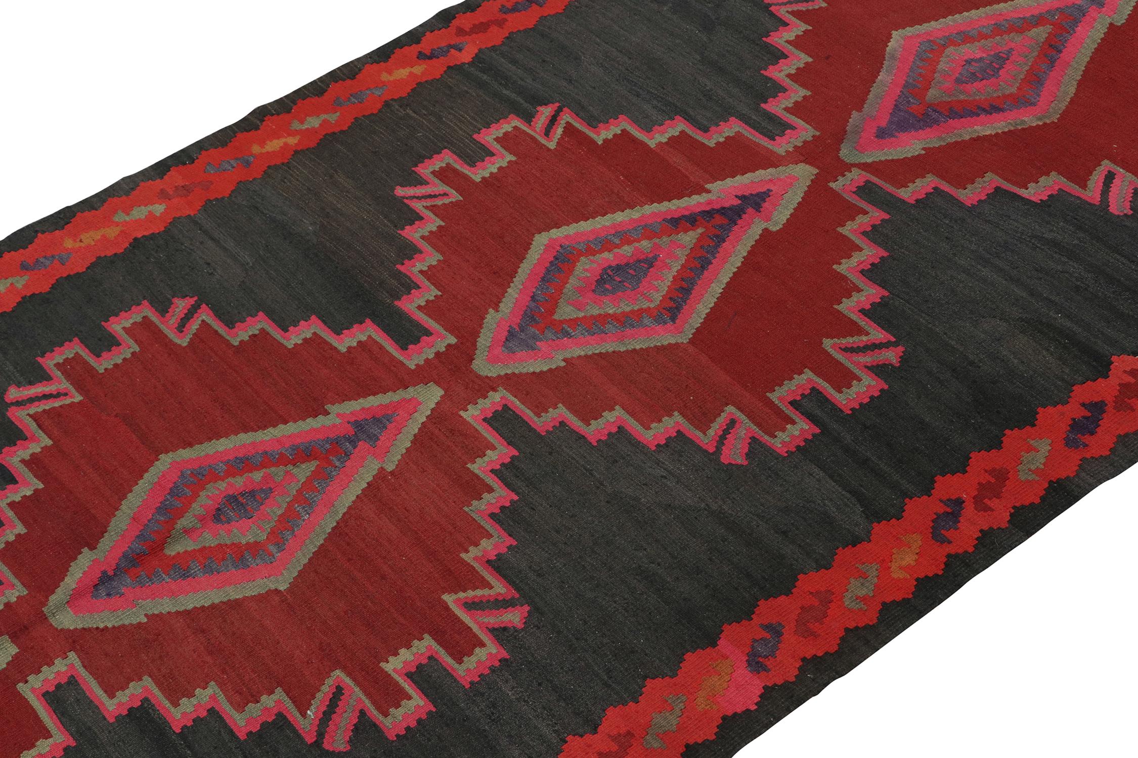 Hand-Knotted Vintage Northwest Persian Kilim with Red and Pink Medallions For Sale