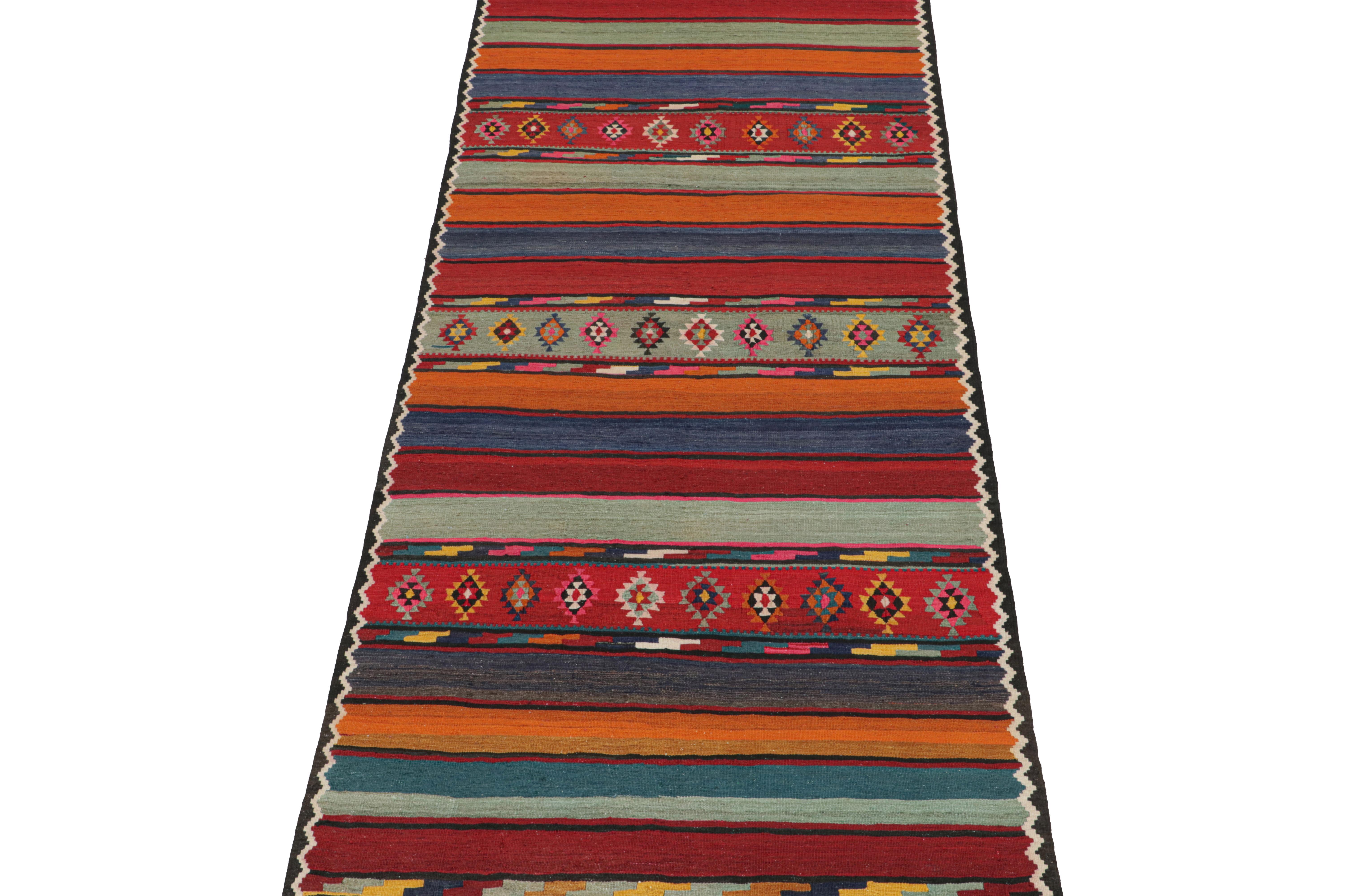 Vintage Northwest Persian Kilim with Stripes & Geometric Patterns In Good Condition For Sale In Long Island City, NY