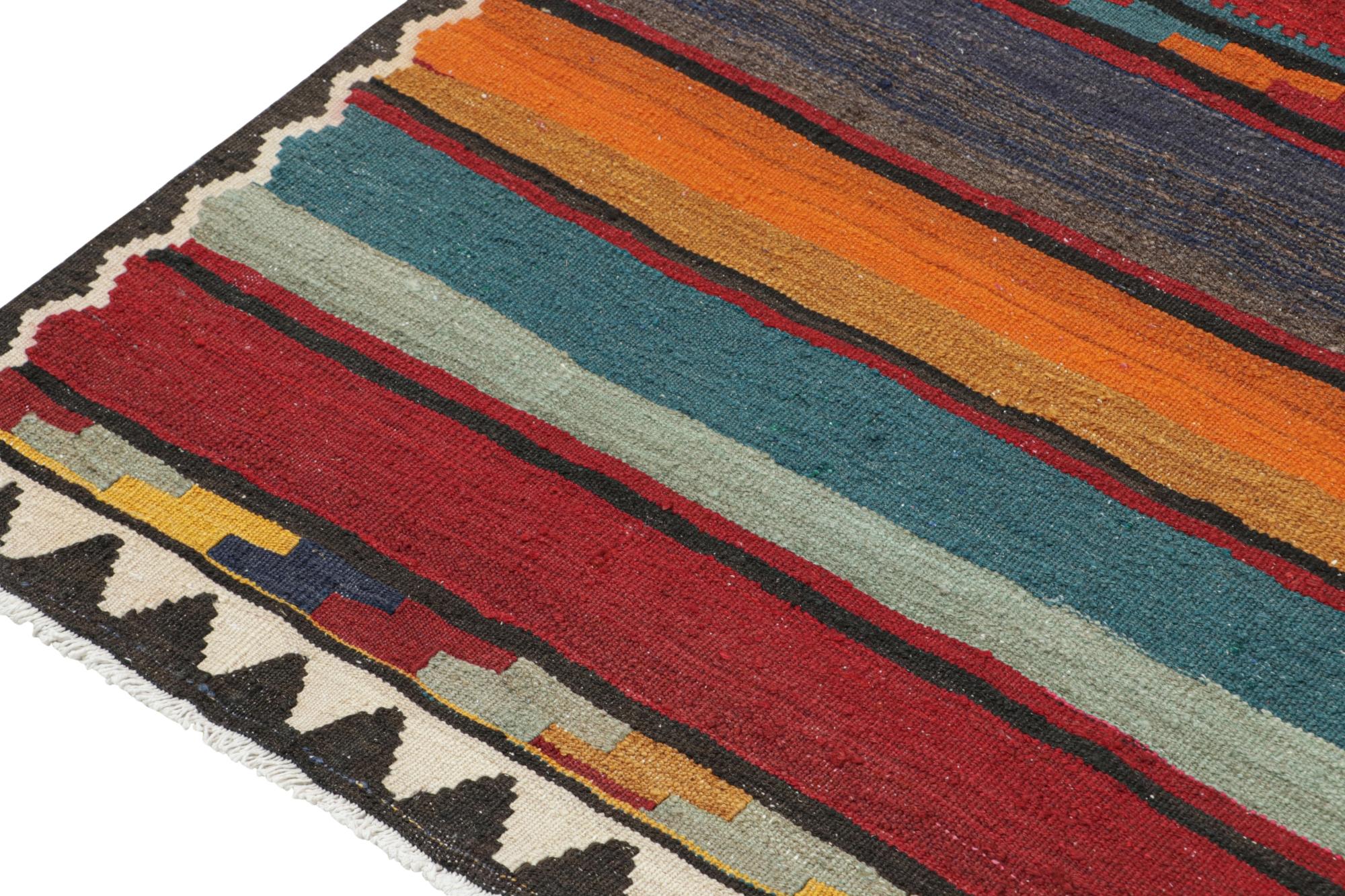 Mid-20th Century Vintage Northwest Persian Kilim with Stripes & Geometric Patterns For Sale