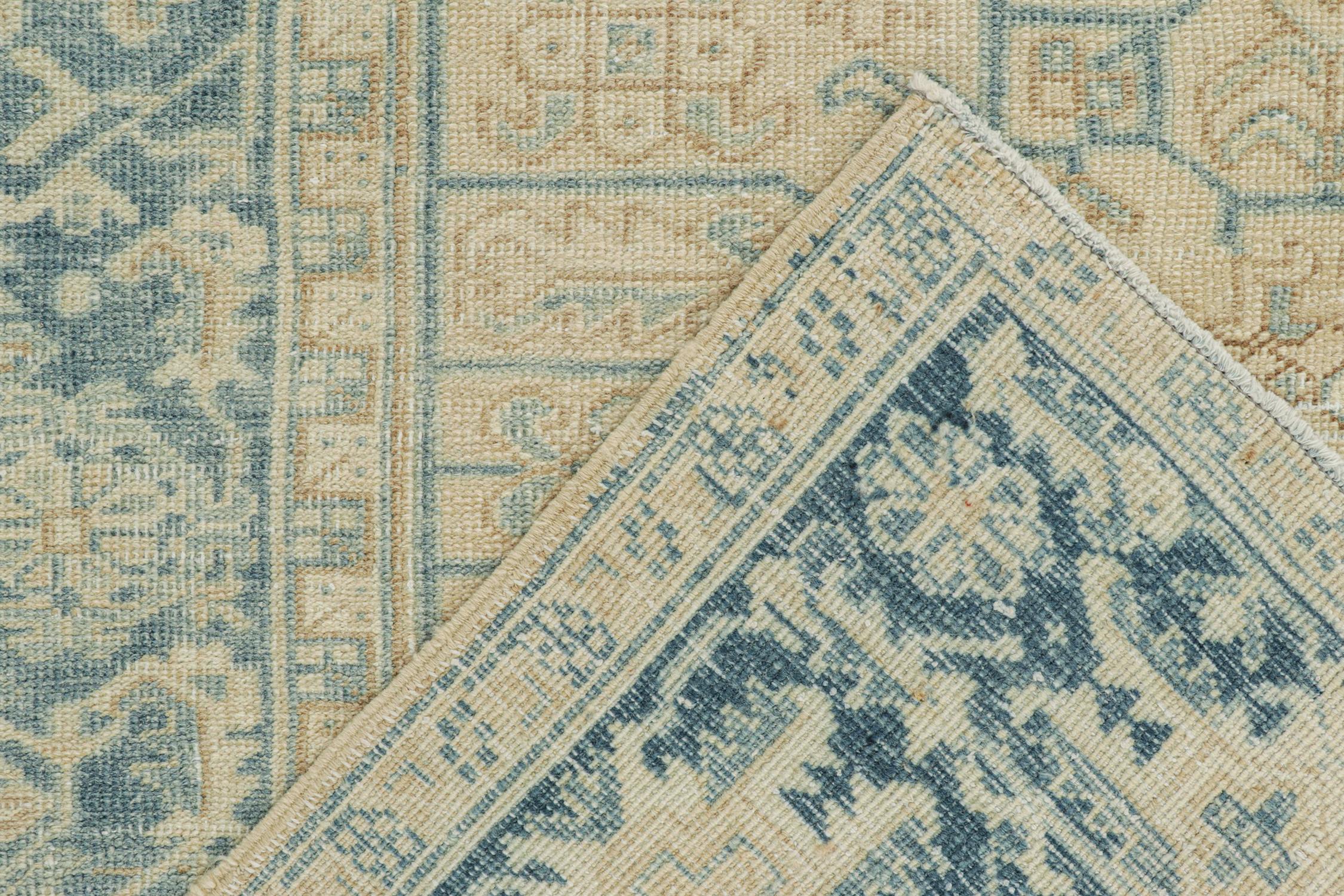 Wool Vintage Northwest Persian Rug in Beige and Blue Geometric Pattern by Rug & Kilim For Sale