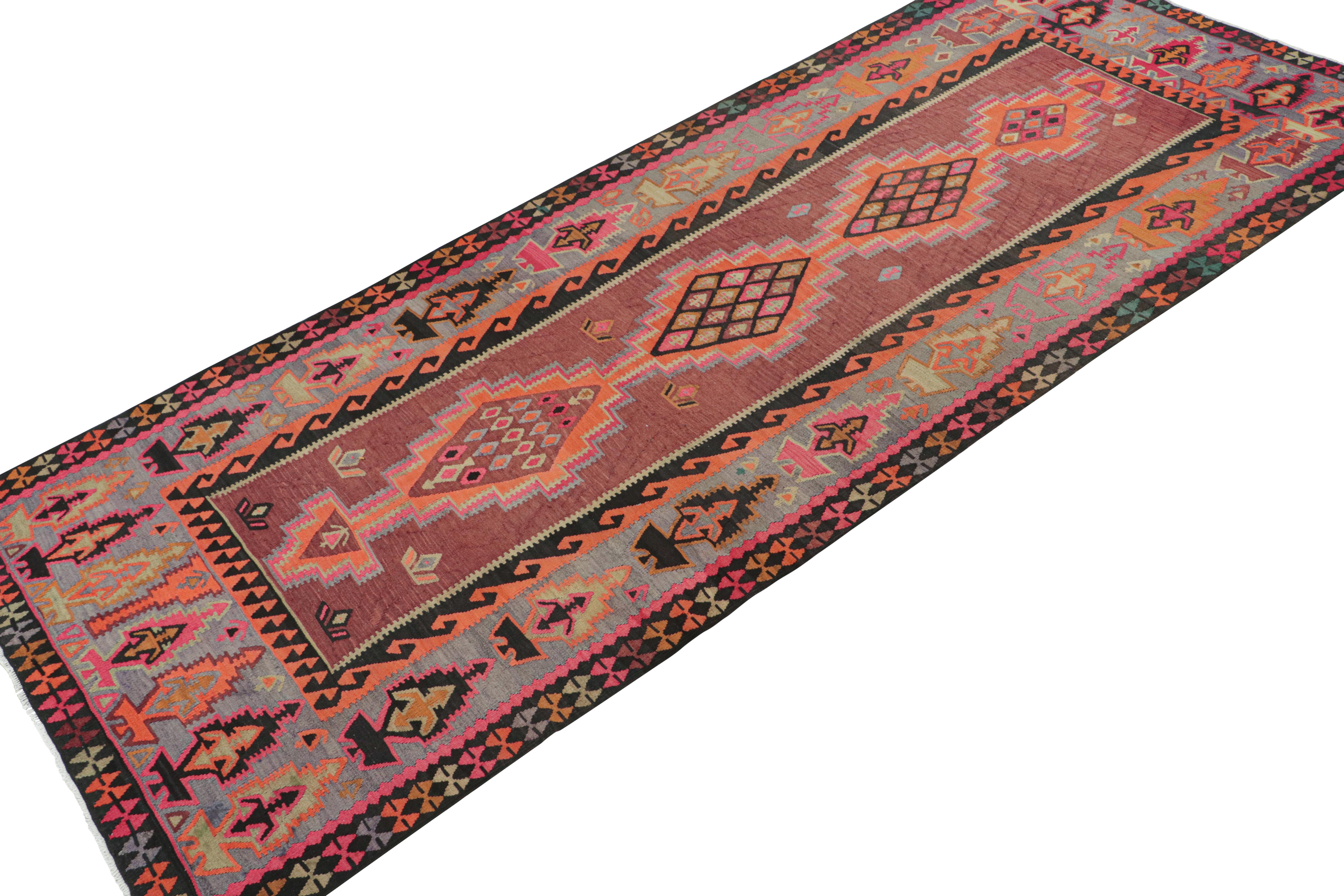 Hand-Knotted Vintage Northwest Persian Tribal Kilim in Purple with Medallions by Rug & Kilim For Sale