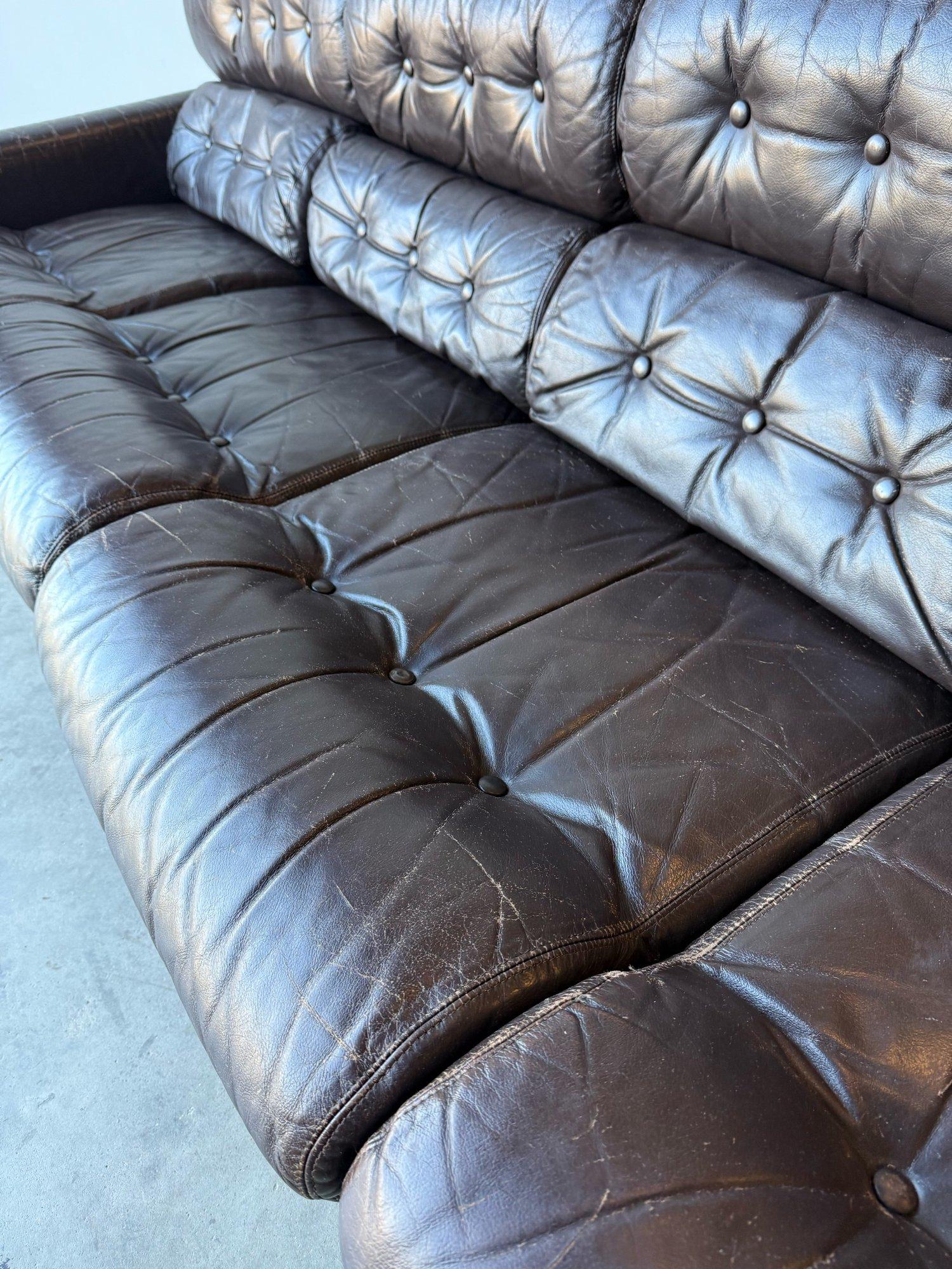 Divano in pelle norvegese vintage 4