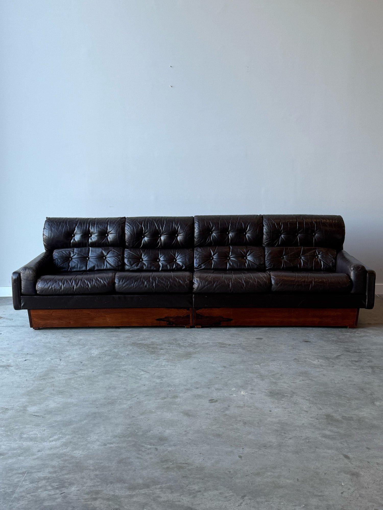Mid-Century moderno Divano in pelle norvegese vintage