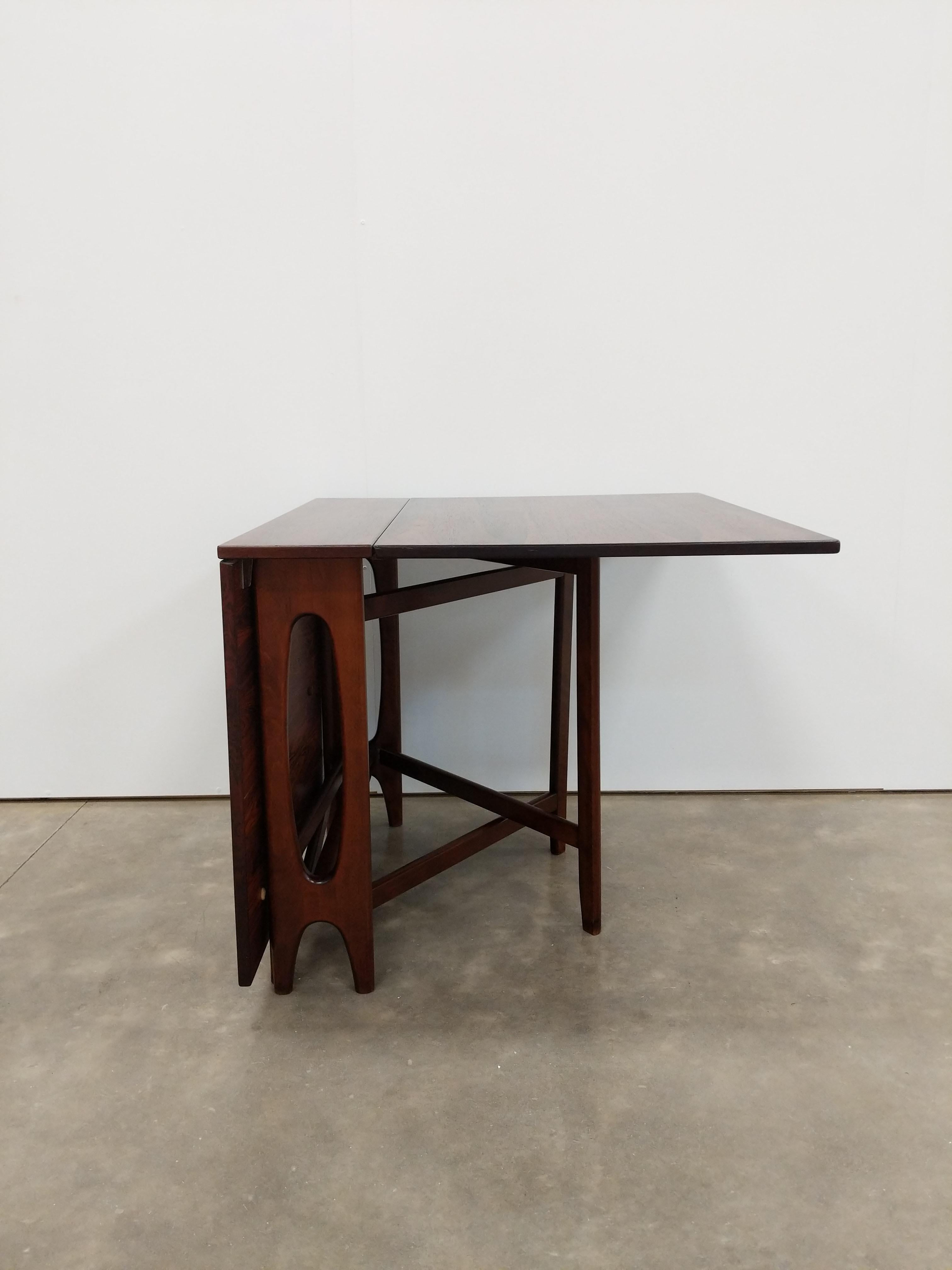 Vintage Norwegian Mid Century Modern Rosewood Drop Leaf Dining Table 6