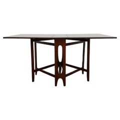 Vintage Norwegian Mid Century Modern Rosewood Drop Leaf Dining Table