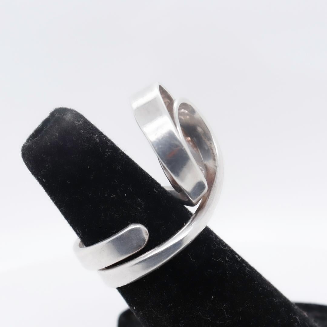 Vintage Norwegian Modernist Sterling Silver Ring by Norway Designs For Sale 4