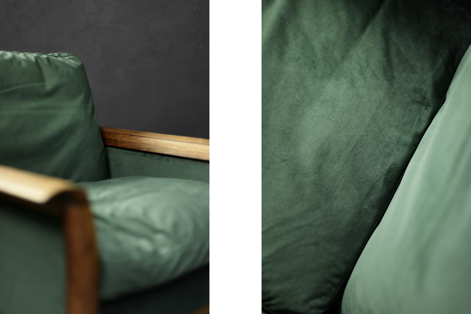 Canapé et chaise vintage norvégiens en palissandre et velours vert bouteille par Knut Sæter en vente 10