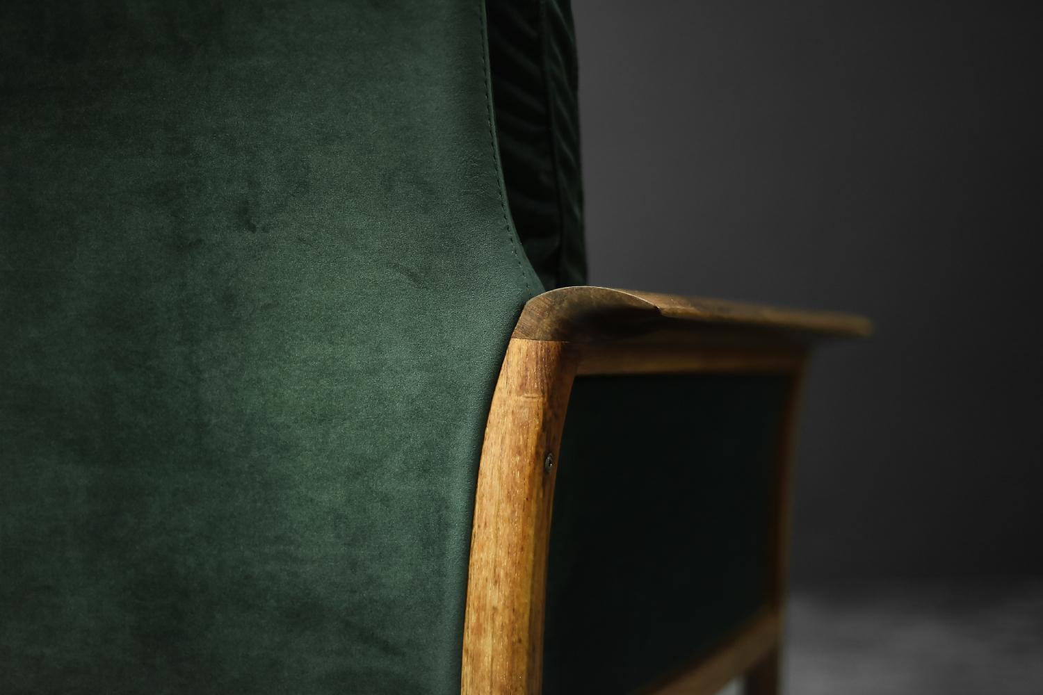 Norvégien Canapé et chaise vintage norvégiens en palissandre et velours vert bouteille par Knut Sæter en vente
