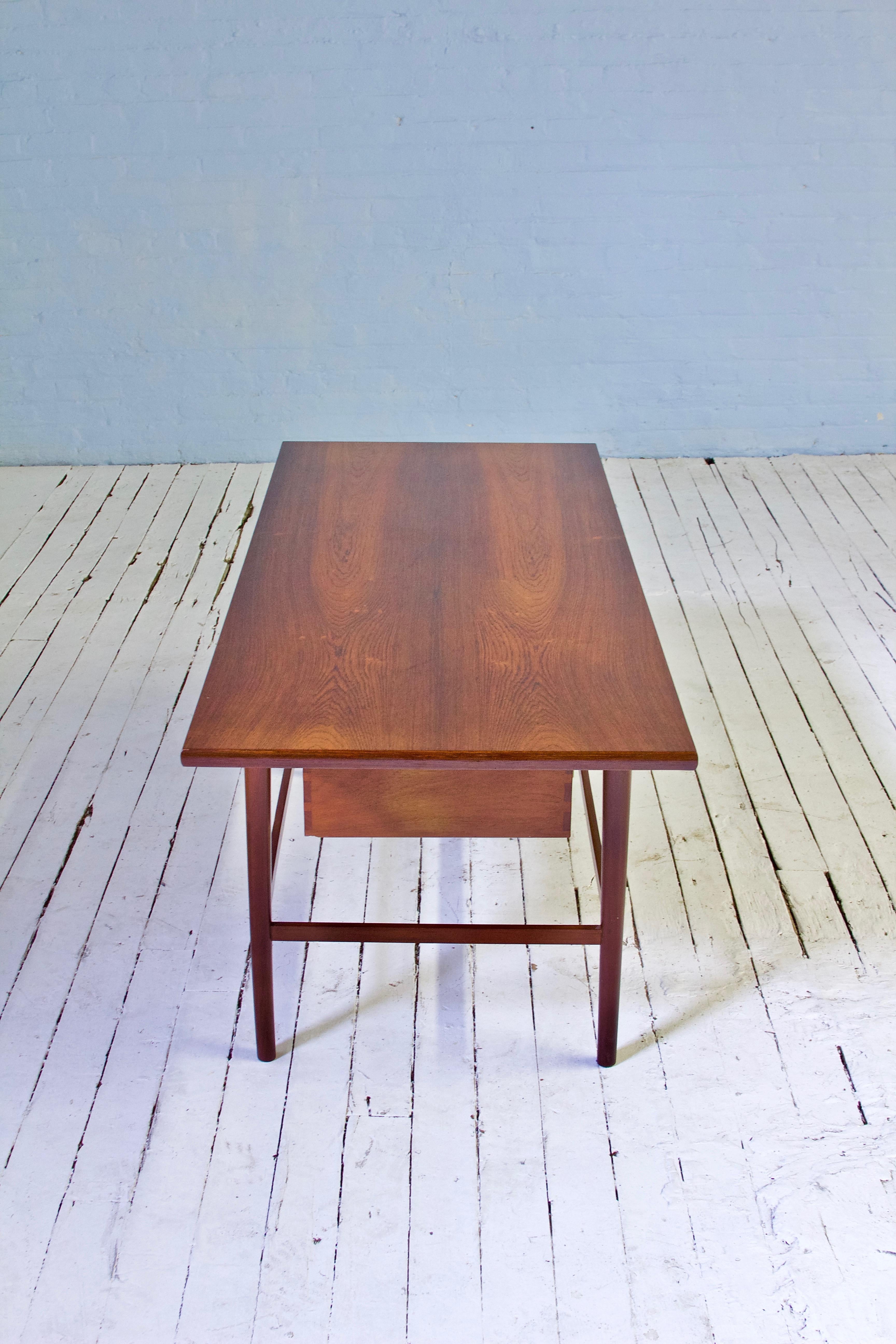 Polished Vintage Norwegian Rosewood Cocktail Table with Sliding Dovetailed Drawer, 1960s