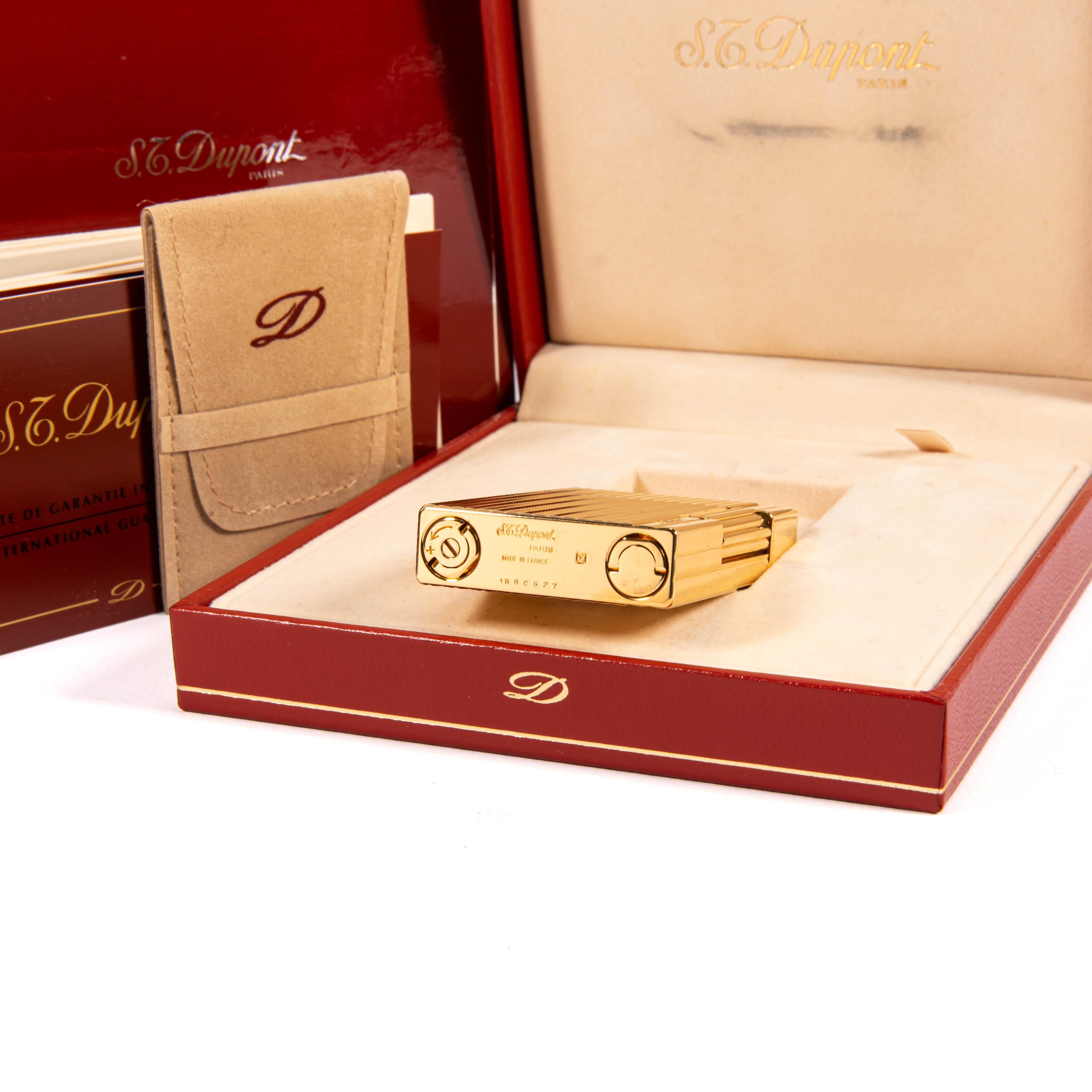 Vintage NOS Gold Plated S.T. Dupont Gatsby Lighter des années 1980 dans sa boîte 6