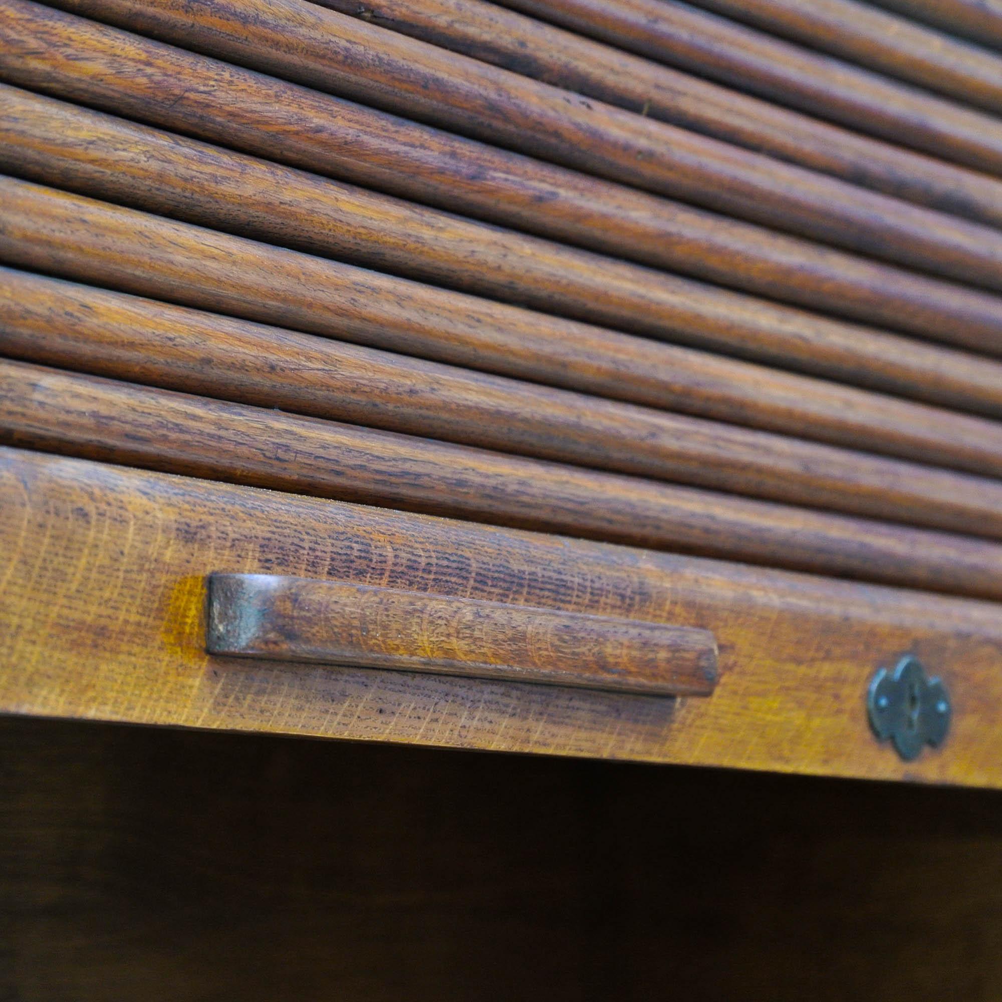 Vintage Notary Cabinet with Curtains In Good Condition In Saint Ouen, FR