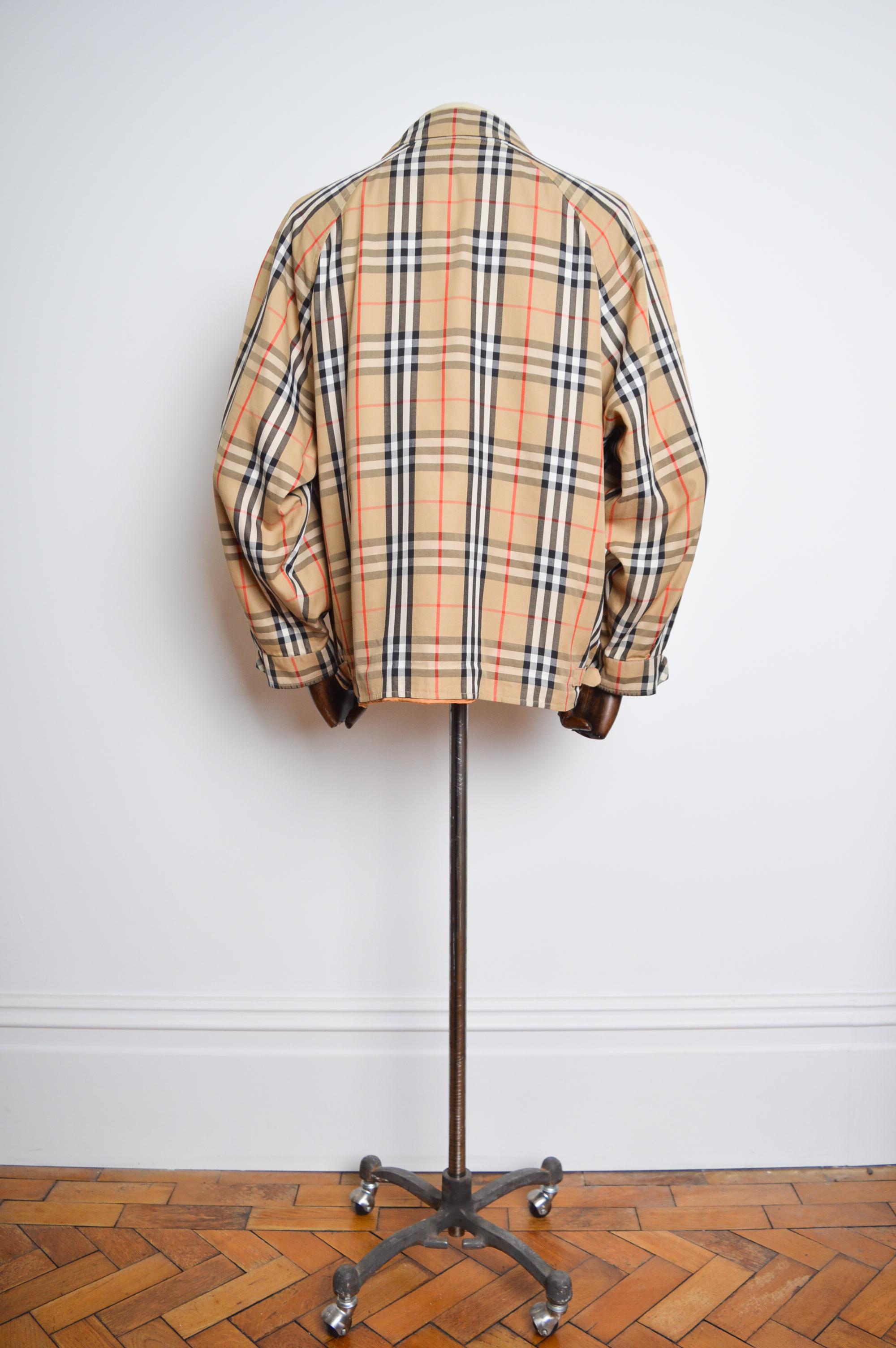 Men's Vintage Nova Check Burberry Tartan Harrington Bomber Jacket circa 1980. For Sale