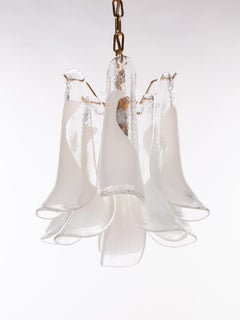 Lustre Vintage Novaresi en verre de Murano à pétales plaqué or