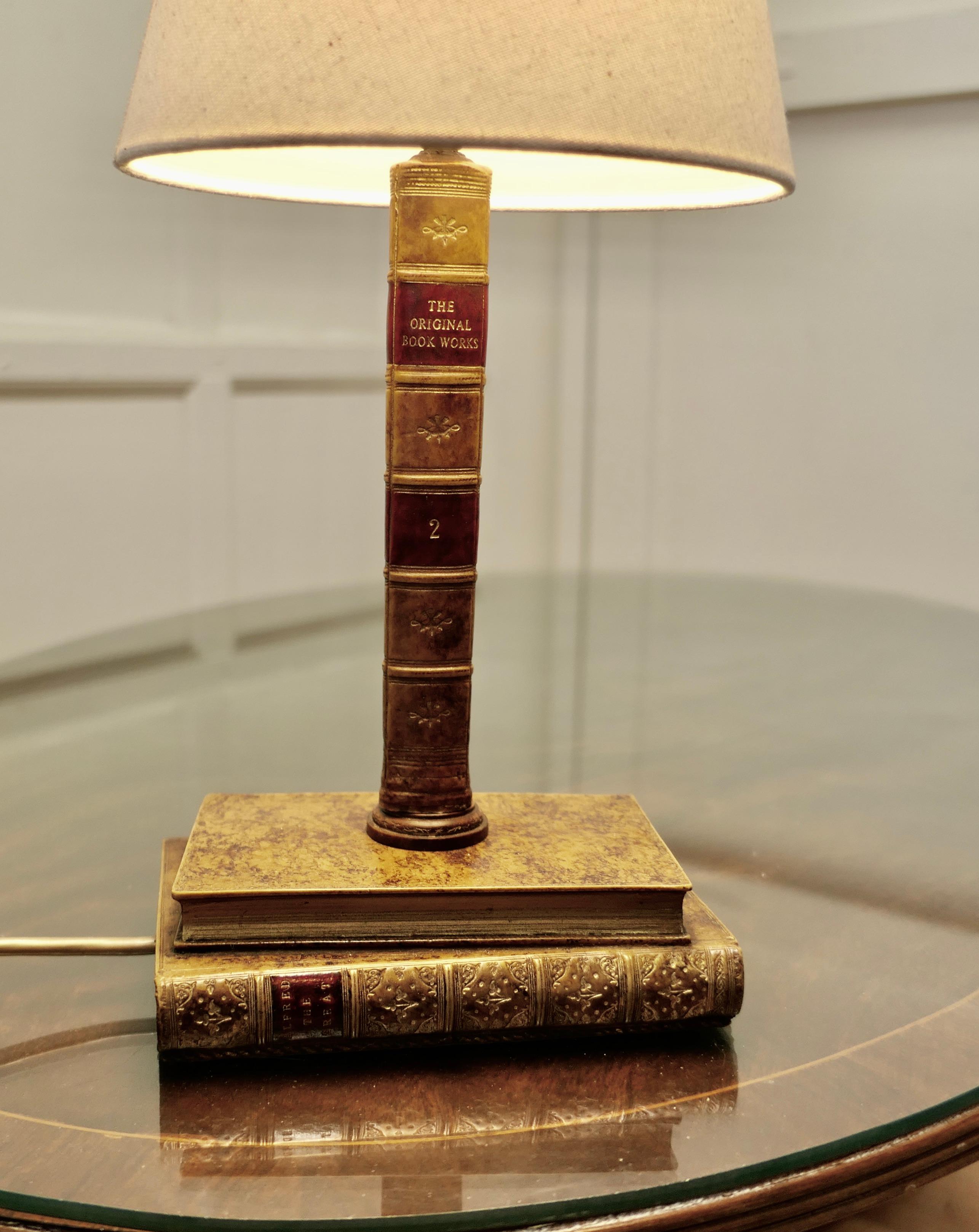 stacked books lamp