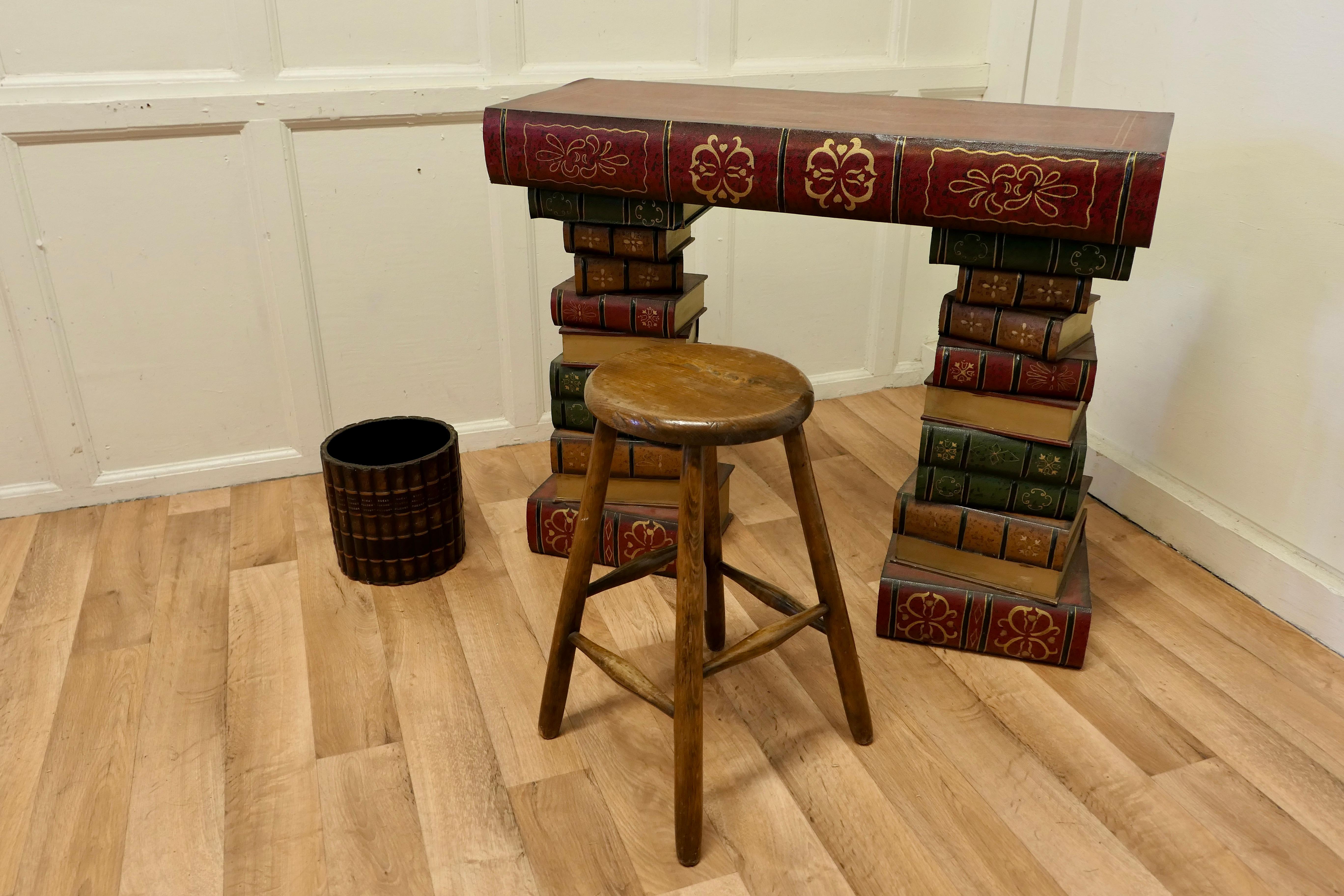 Vintage Novelty Trompe-L’oeil Writing Table of Giant Books, Greeting Desk In Good Condition In Godshill, Isle of Wight
