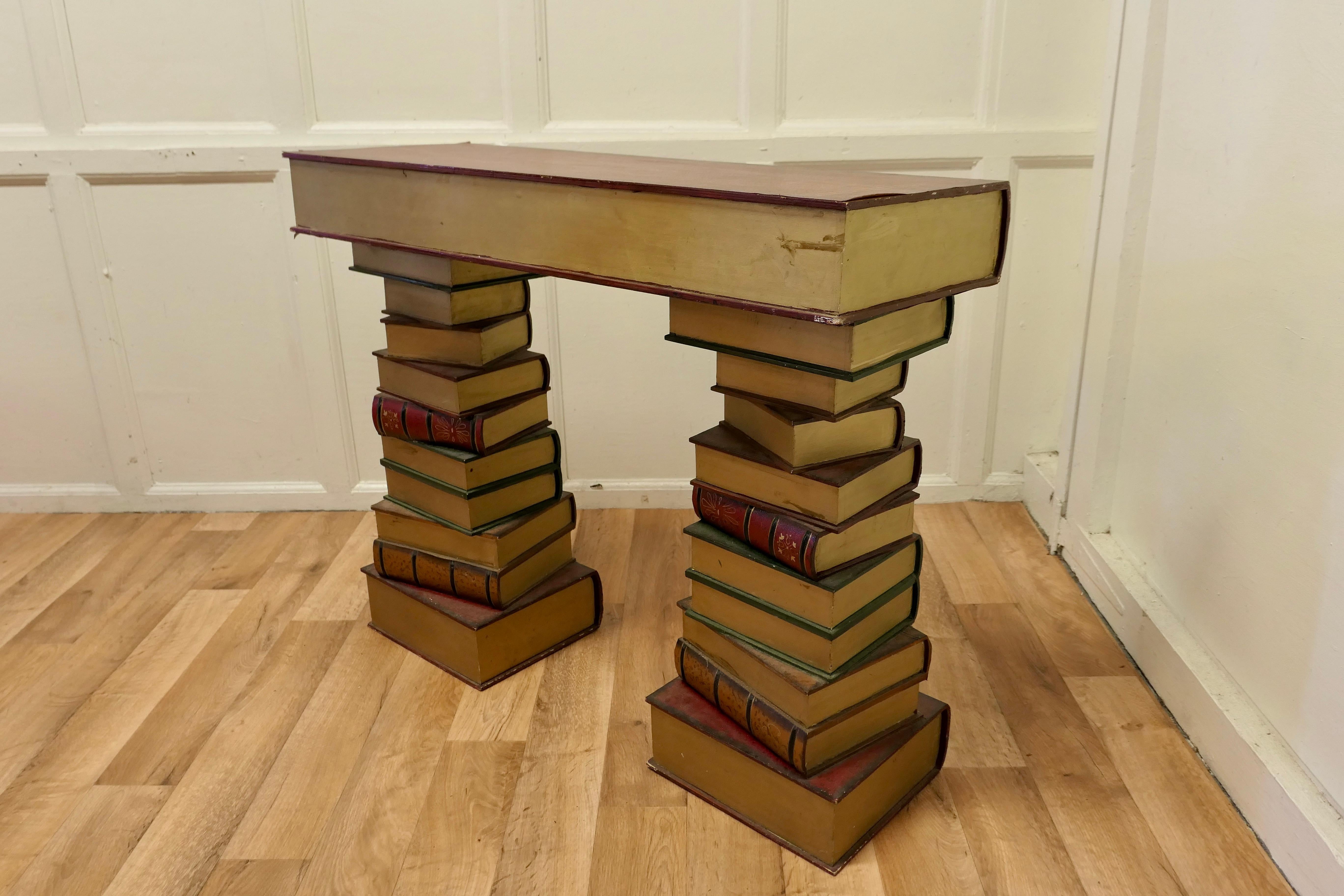 20th Century Vintage Novelty Trompe-L’oeil Writing Table of Giant Books, Greeting Desk