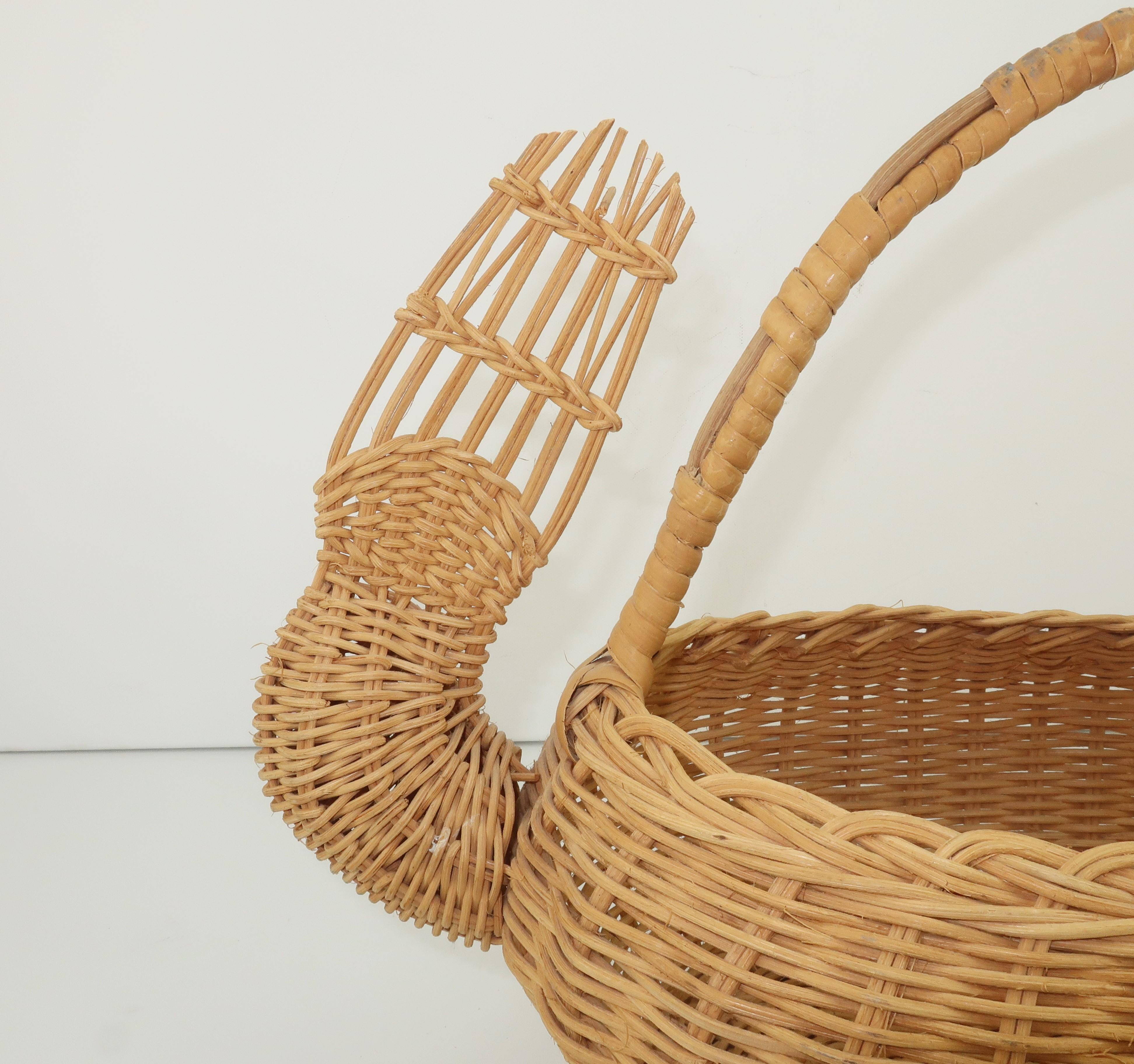 Vintage Novelty Wicker Dragon Basket Tote Handbag 2