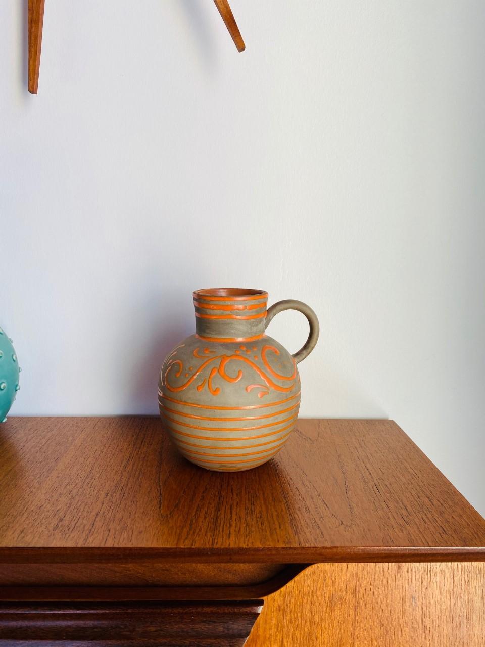 Nittsj vintage NS Suède  Pot en poterie scandinave Keramik avec poignée en vente 2