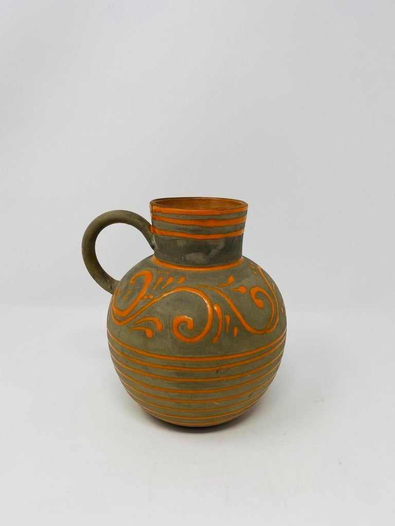 Vintage NS Sweden Nittsjö Keramik Scandinavian Pottery Jar with Handle