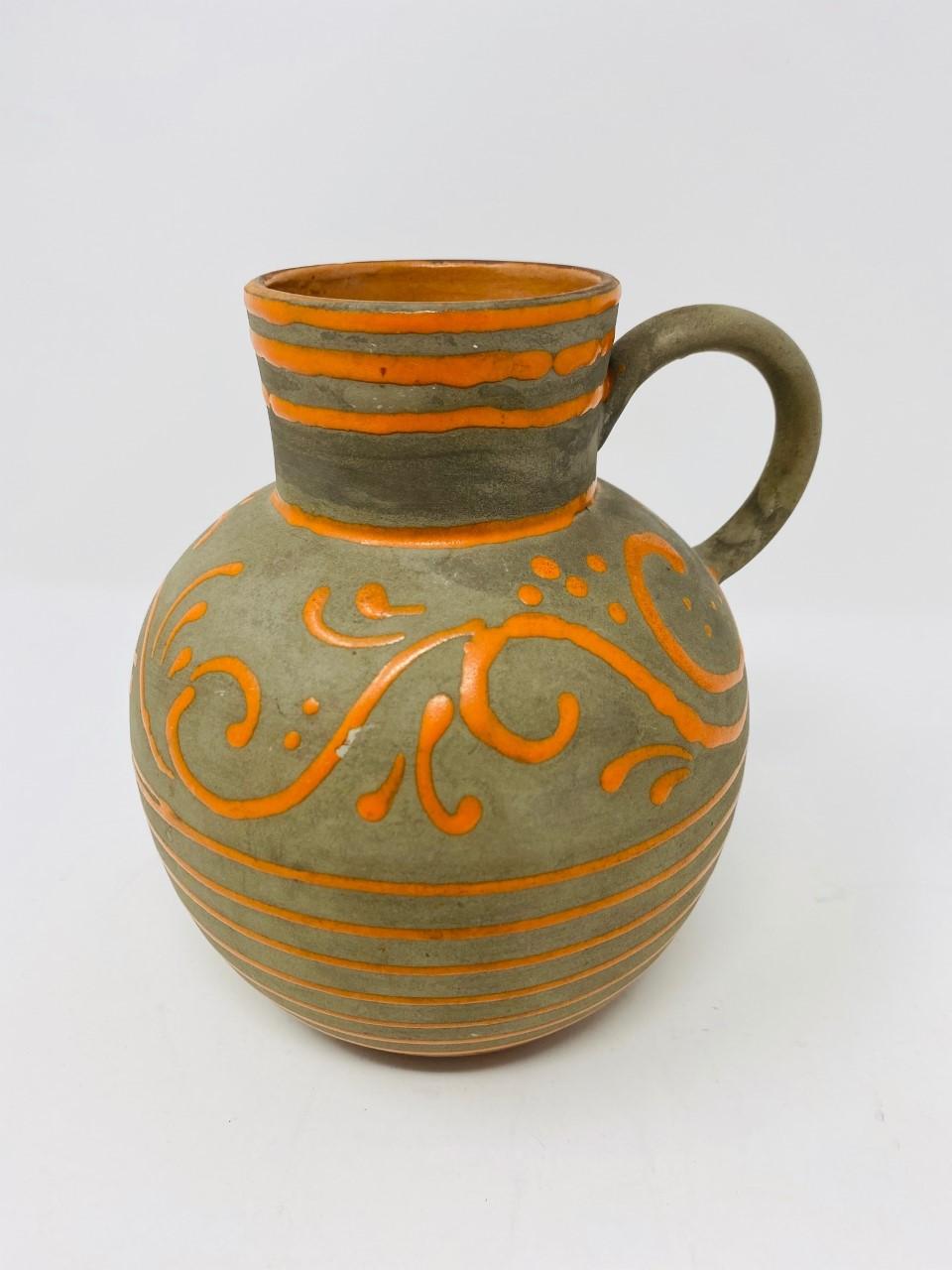 Mid-Century Modern Vintage NS Sweden Nittsjö  Keramik Scandinavian Pottery Jar with Handle For Sale