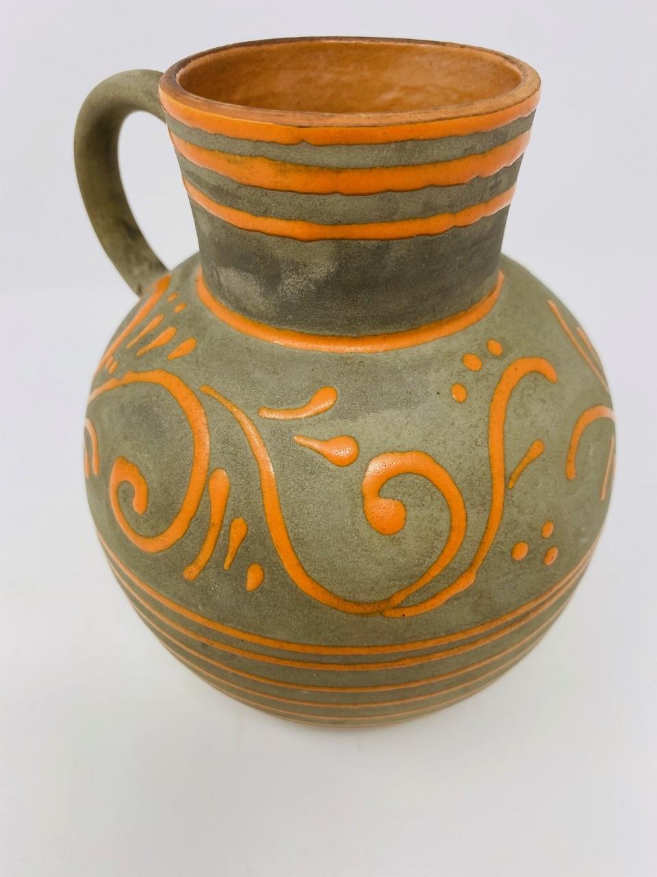 Hand-Crafted Vintage NS Sweden Nittsjö  Keramik Scandinavian Pottery Jar with Handle For Sale