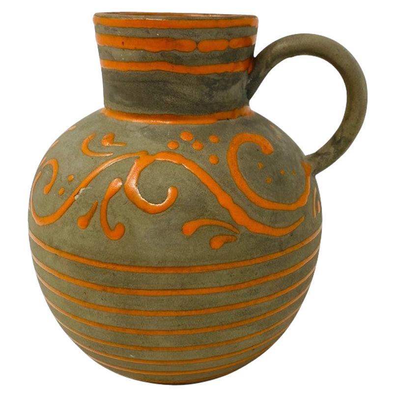 Vintage NS Sweden Nittsjö  Keramik Scandinavian Pottery Jar with Handle For Sale
