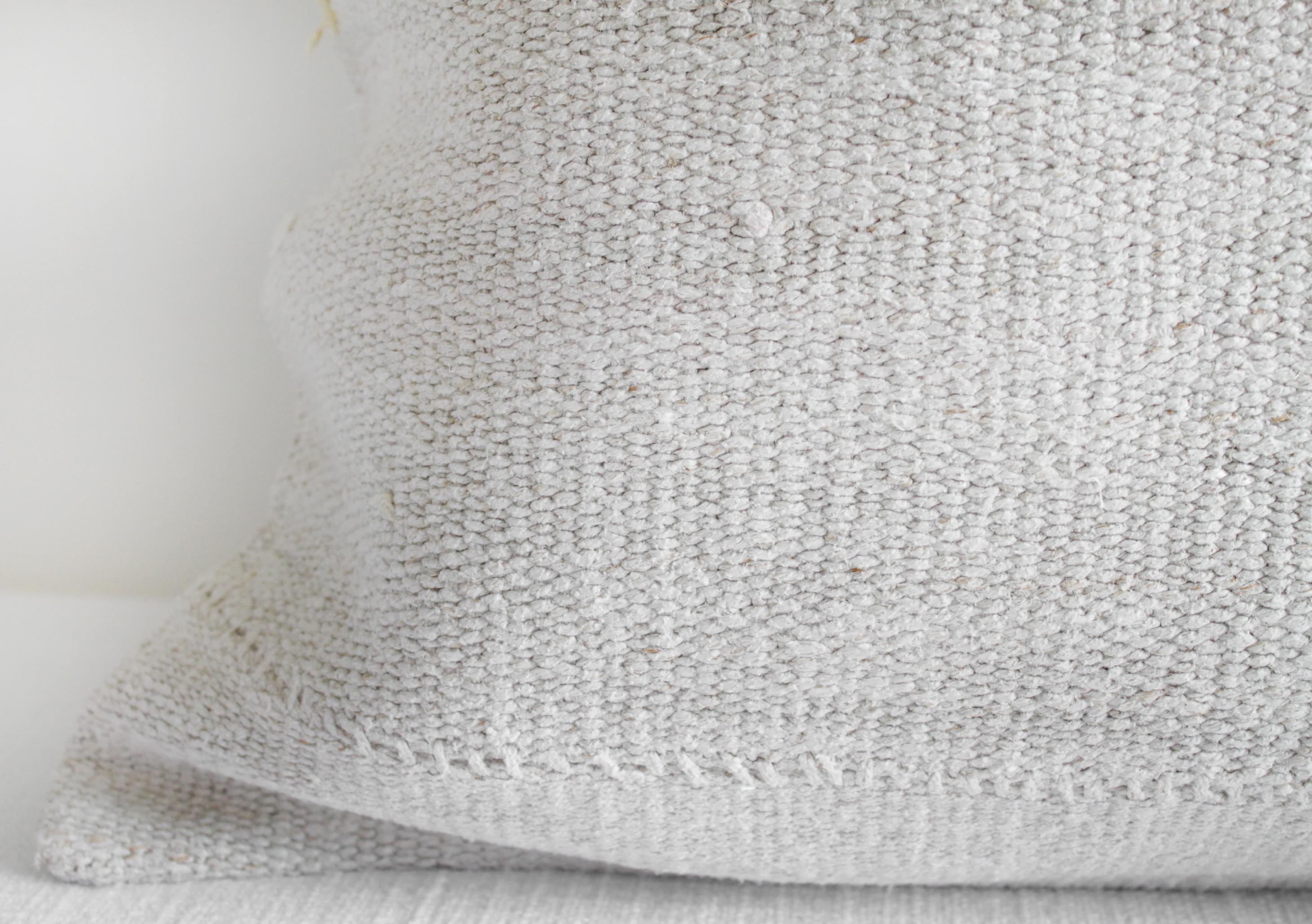 Hemp Vintage Nubby White Handwoven Minimalist Style Pillow