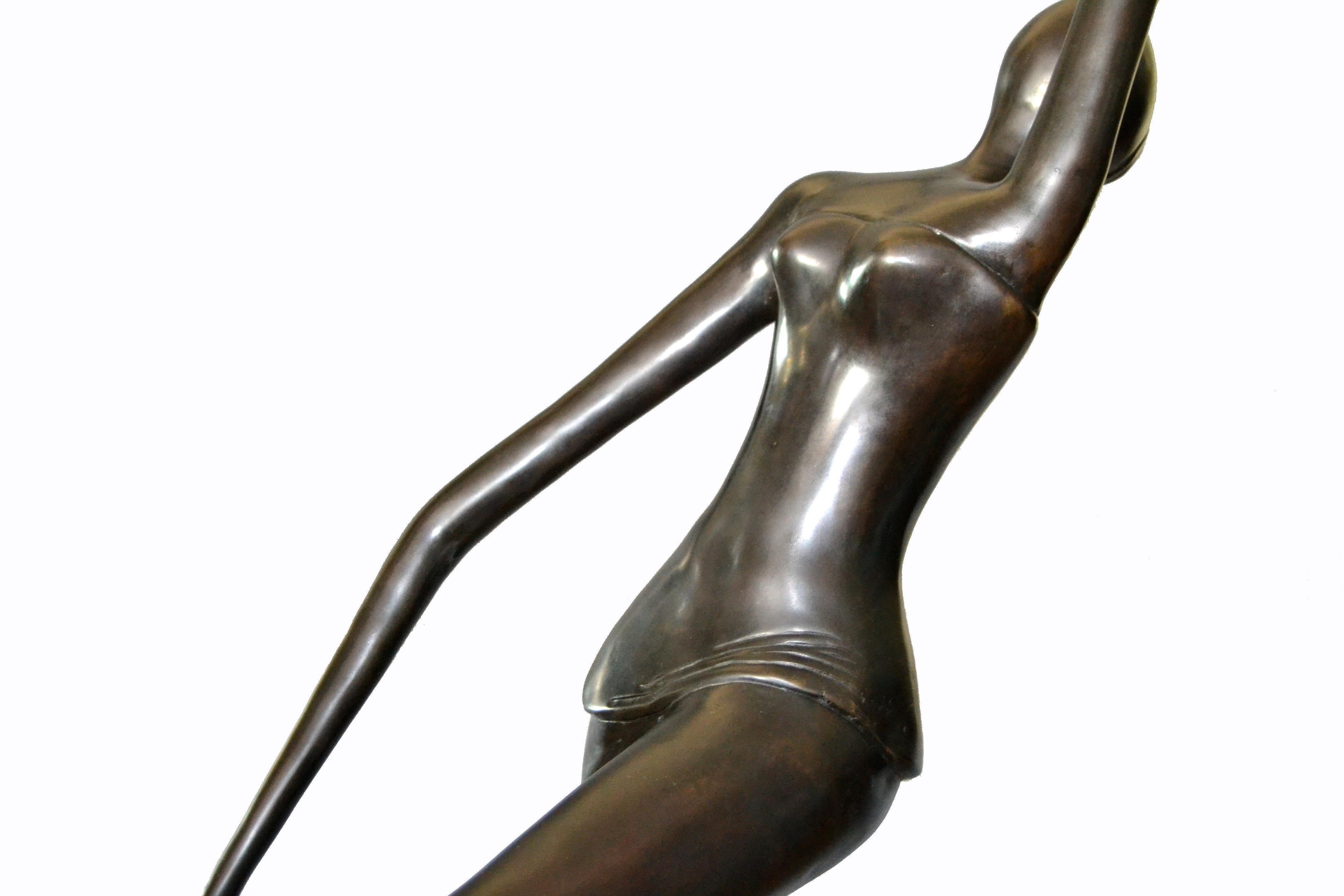Vintage Nackte weibliche Bronze Ballerina Tänzerin Skulptur (amerikanisch)