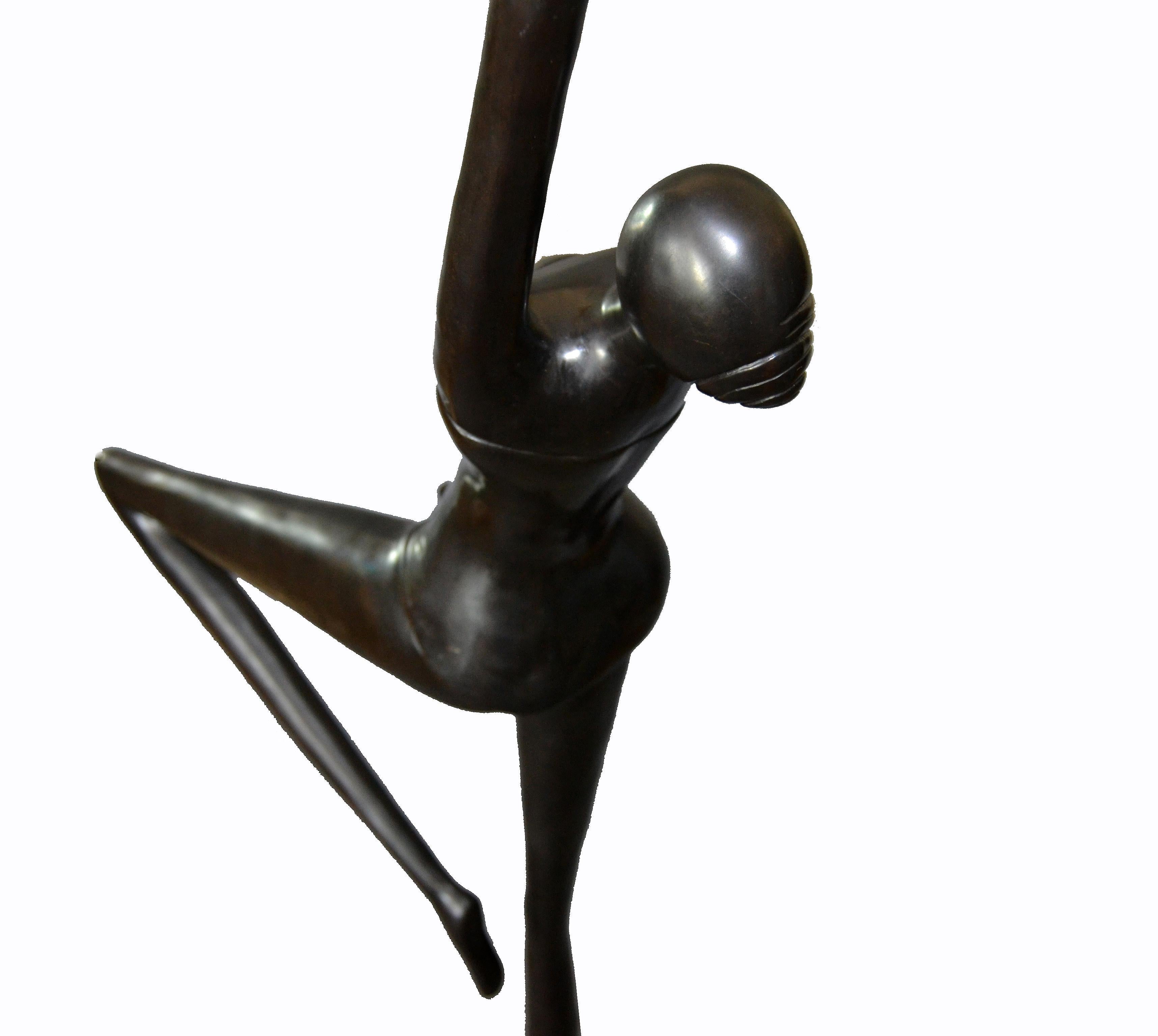 20th Century Vintage Nude Female Bronze Ballerina Dancer Sculpture