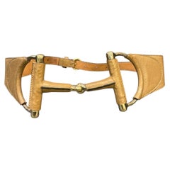 Vintage Nude Leather Gucci Oversized Horsebit Waist Belt