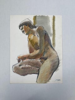Vintage Nude Male Portrait on Paper
