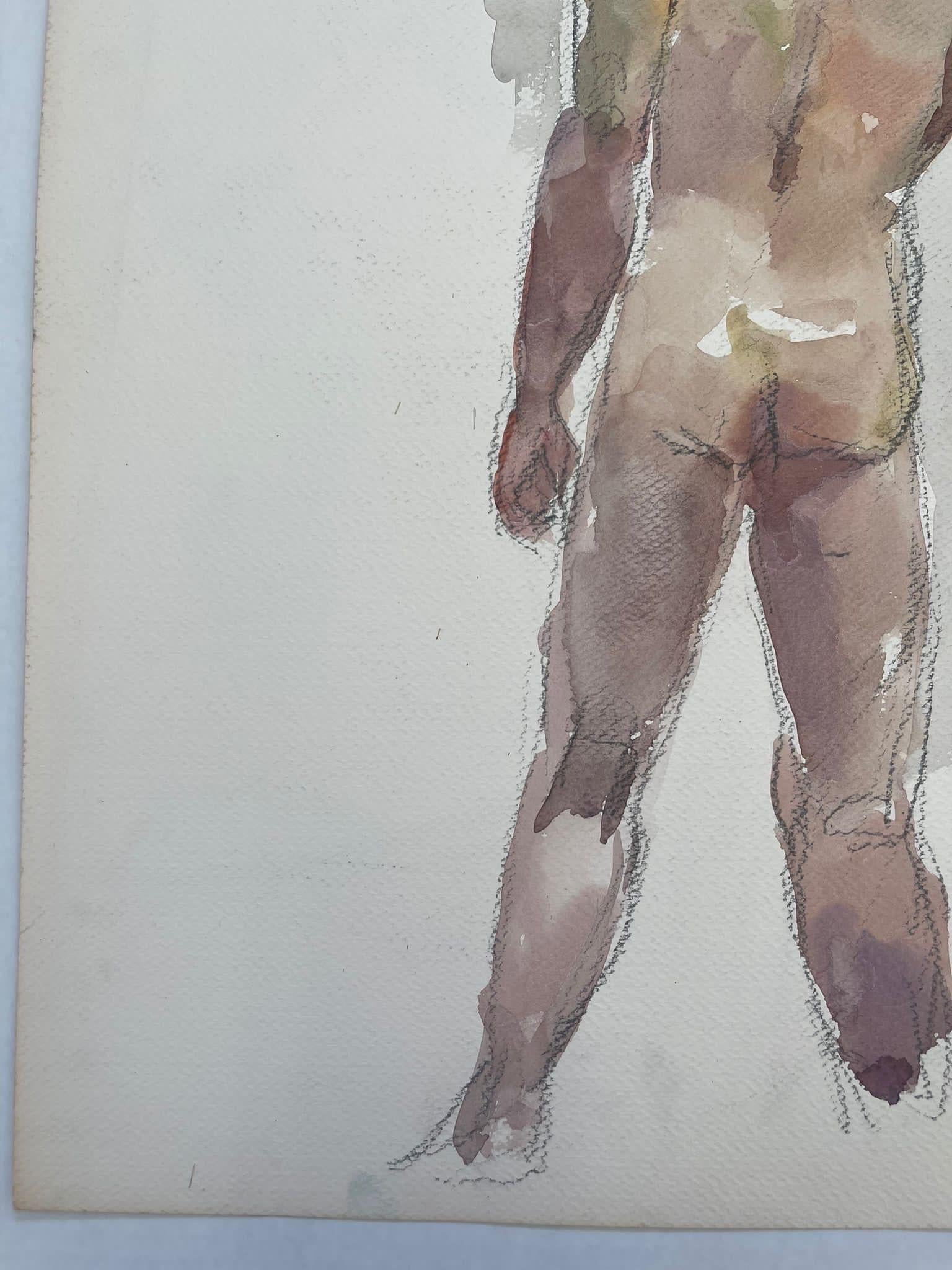 Vintage Nude Male Portrait on Paper. 3