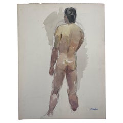 Portrait d'homme nu sur papier.