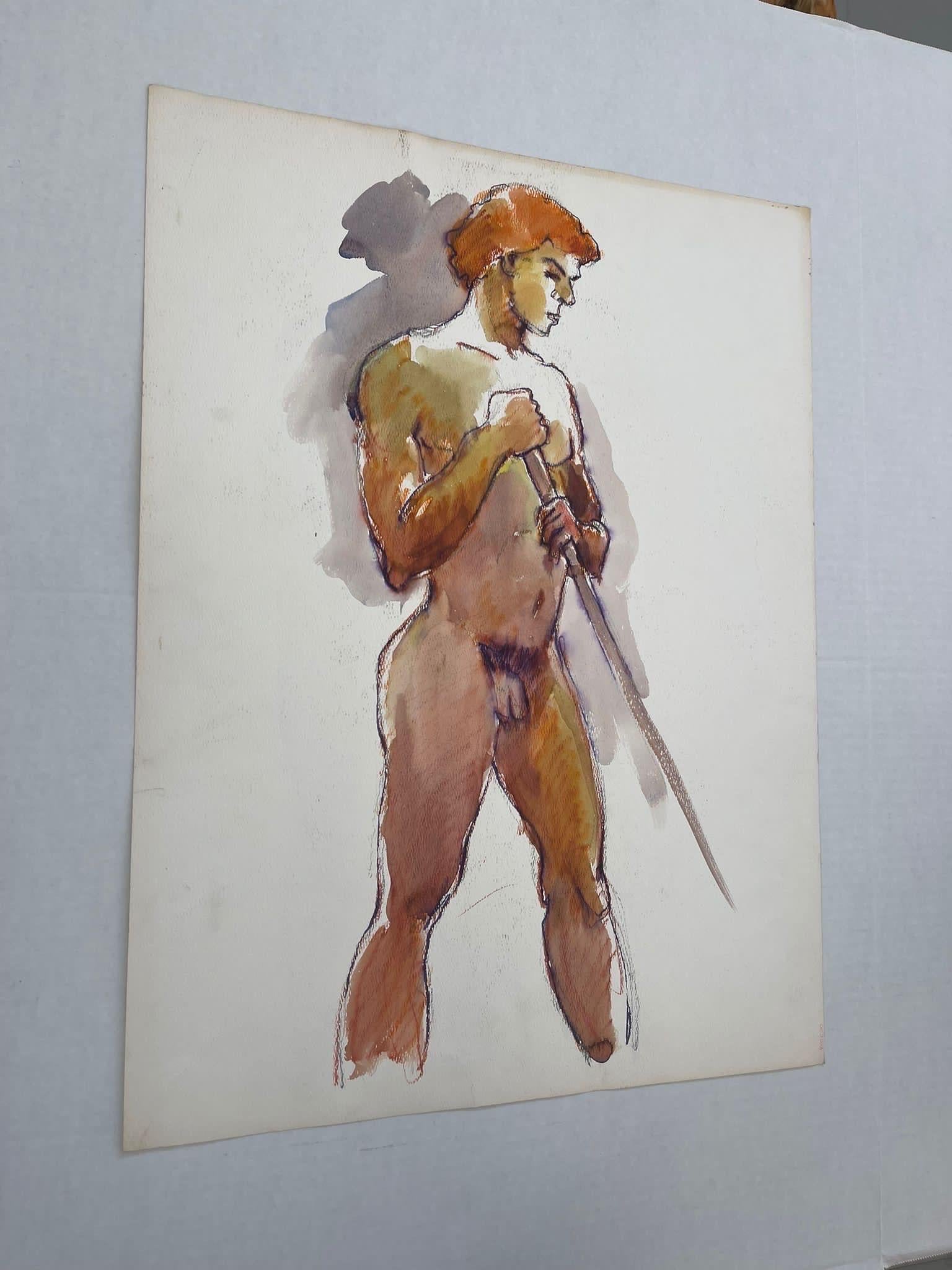 Abstract Portrait of a Nude Man. Possibly Watercolor and Pastel On Paper. Signed J.P. Gaston as Pictured. Vintage Condition Consistent with Age.

Dimensions. 18 W ; 1/8 D ; 24 H