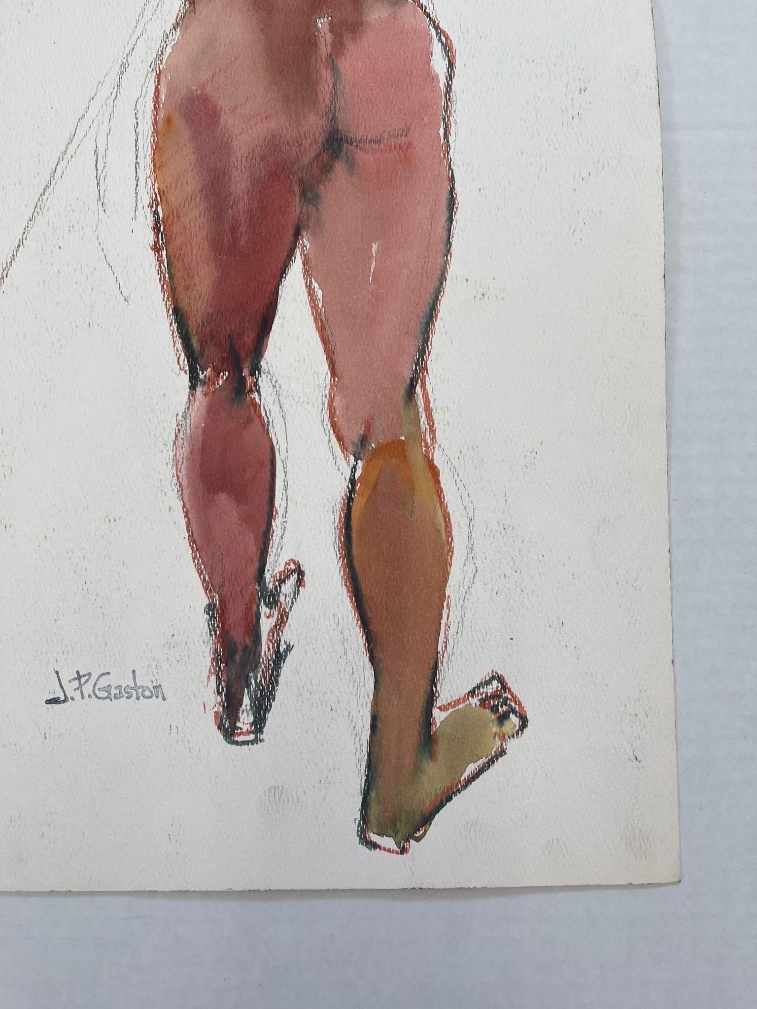 Vintage Nude Portrait on Paper Double Sided. In Good Condition For Sale In Seattle, WA