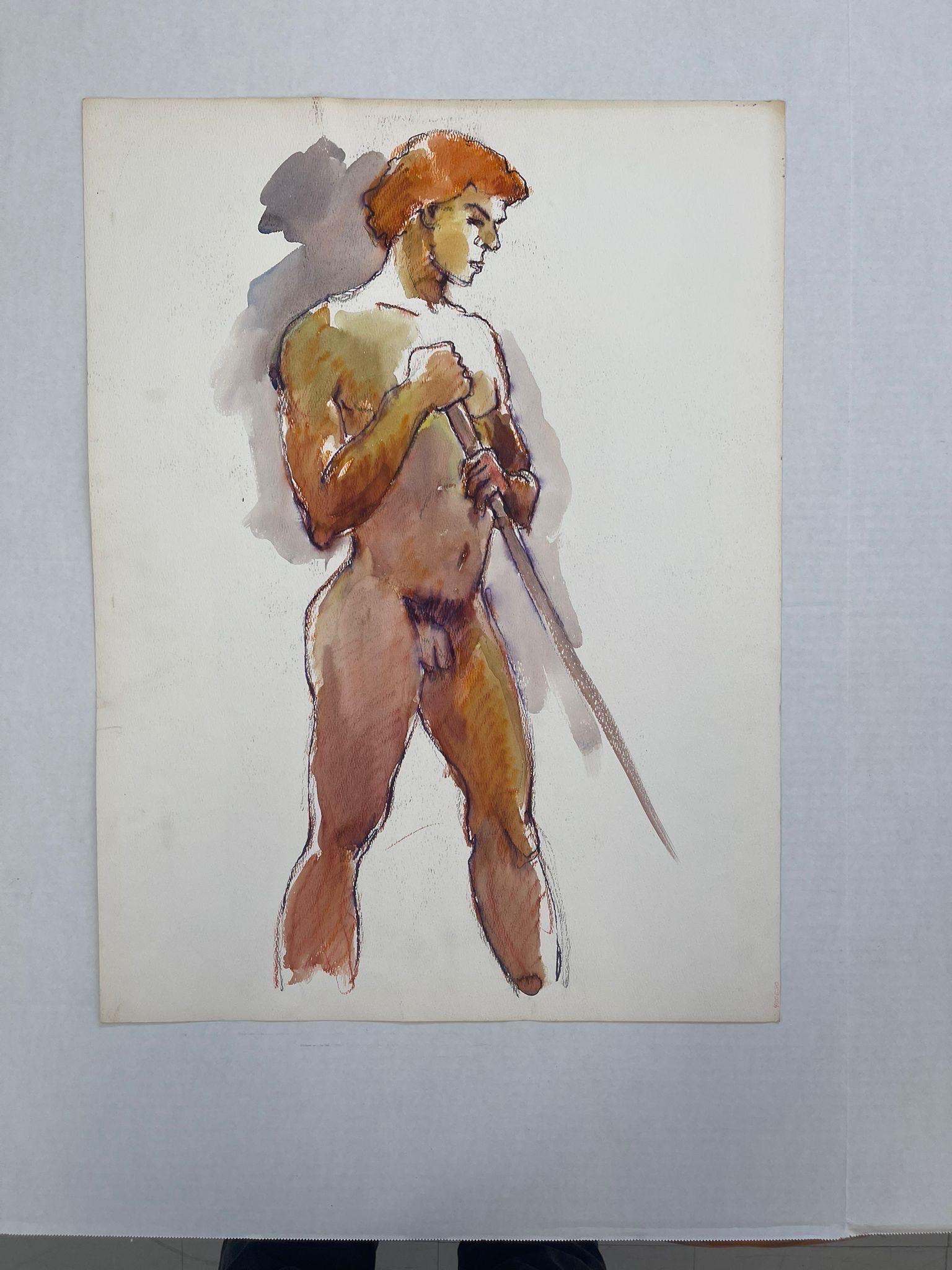 Vintage Nude Portrait on Paper Double Sided. For Sale 3