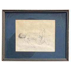 Croquis vintage d'un nu sur toile
