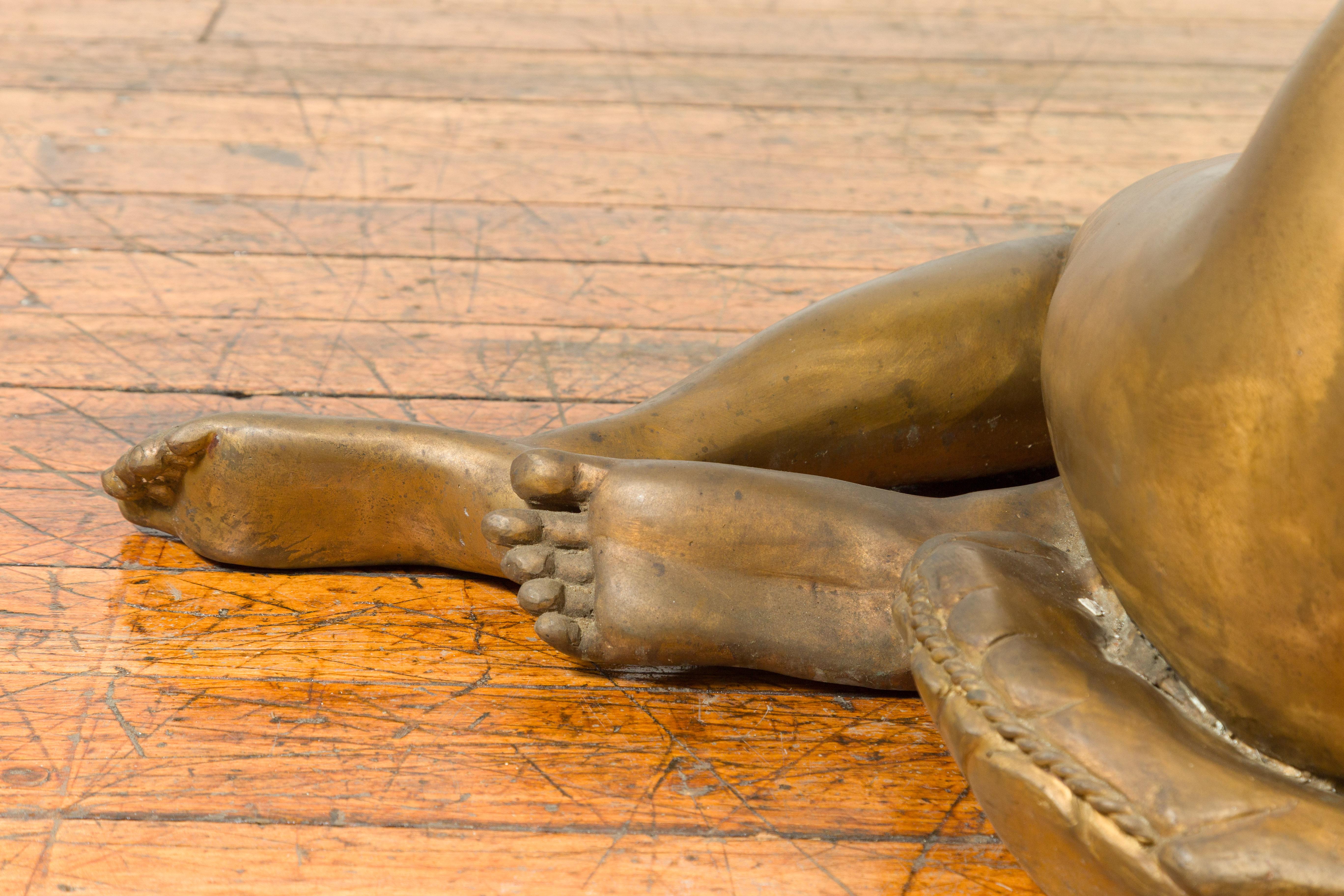 Vintage Nude Woman Lost Wax Cast Bronze Coffee Table Base with Gold Patina For Sale 7