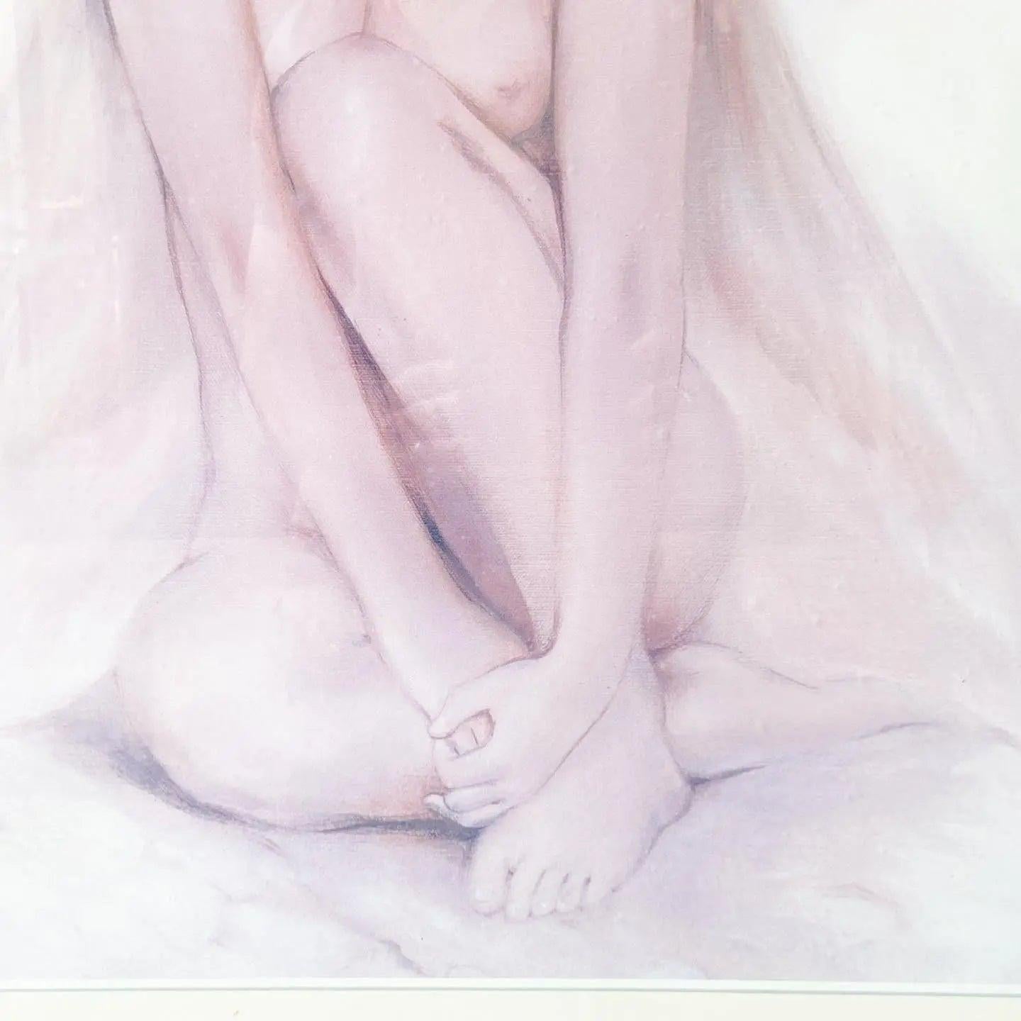 Vintage Nude Women Siting Gerahmter Druck (amerikanisch) im Angebot
