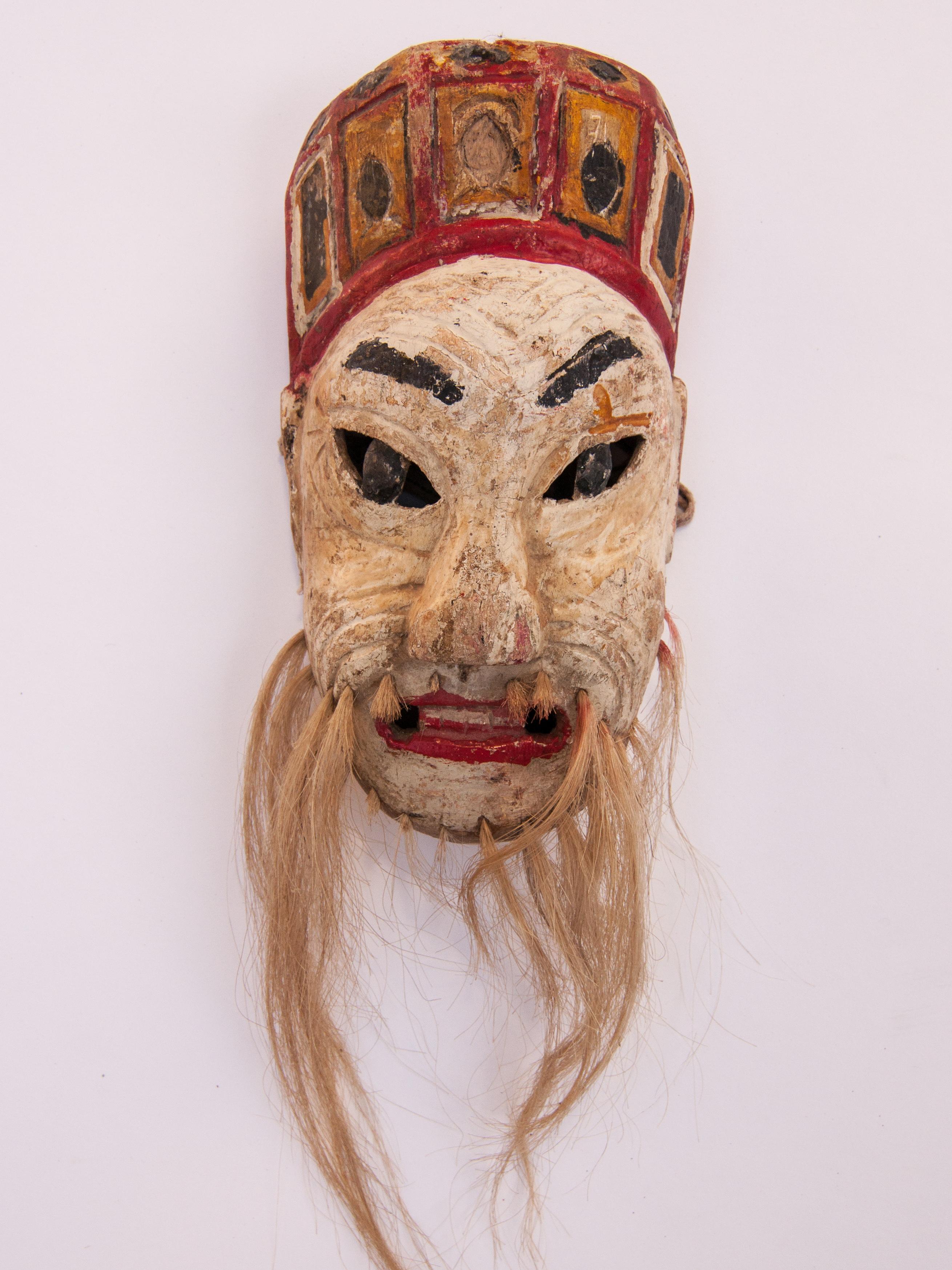 Hand-Carved Vintage Nuo Theater Performance Mask Guizhou, China, Early to Mid-20th Century