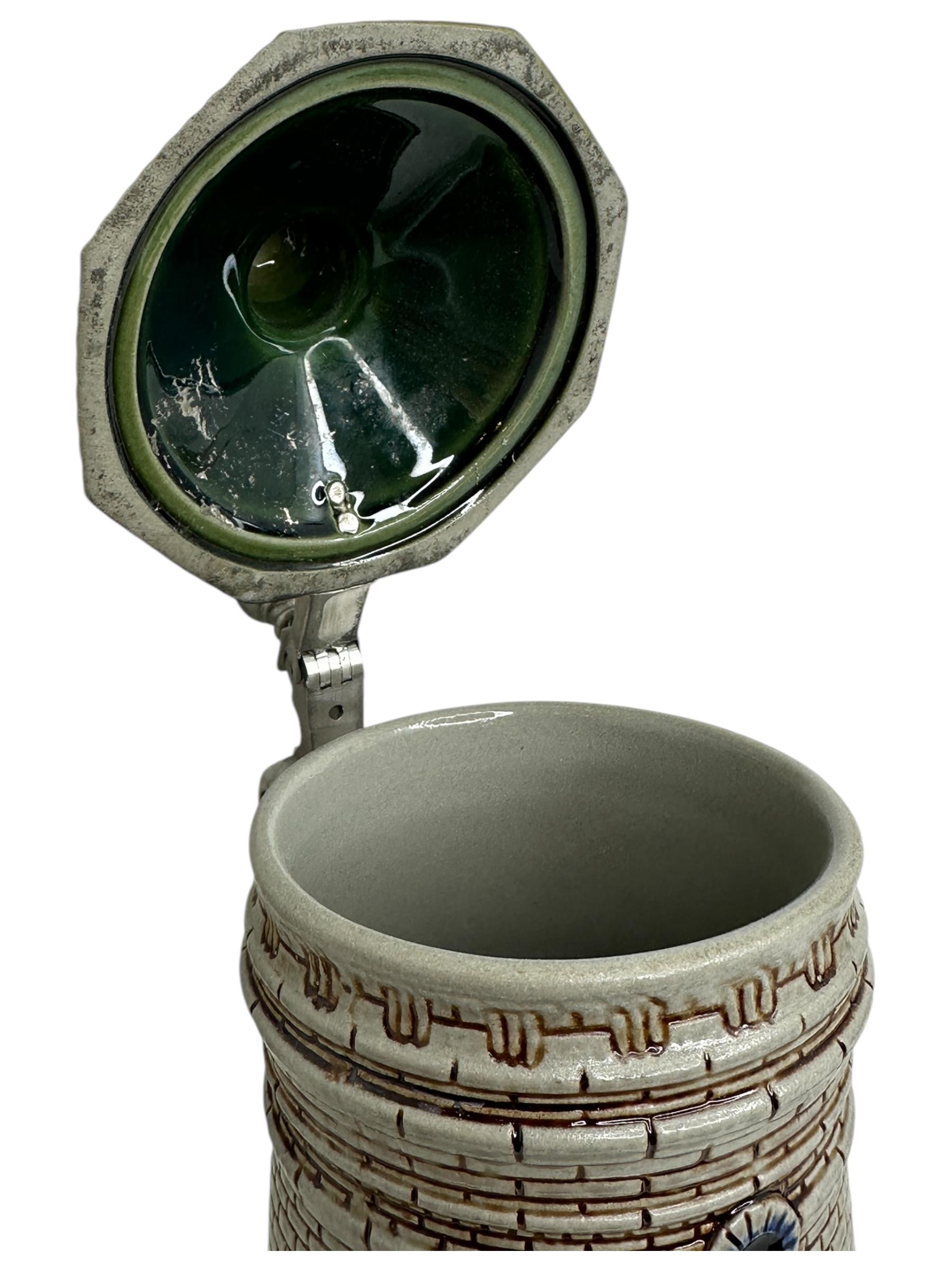 Character Stein of the Nuremberg Tower, City Wall Tower Lidded Beer Stein, 1960s For Sale 1