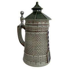 Vintage-Bierstein mit Deckel im Nürnberger Stadtanbaustil, 1960er Jahre