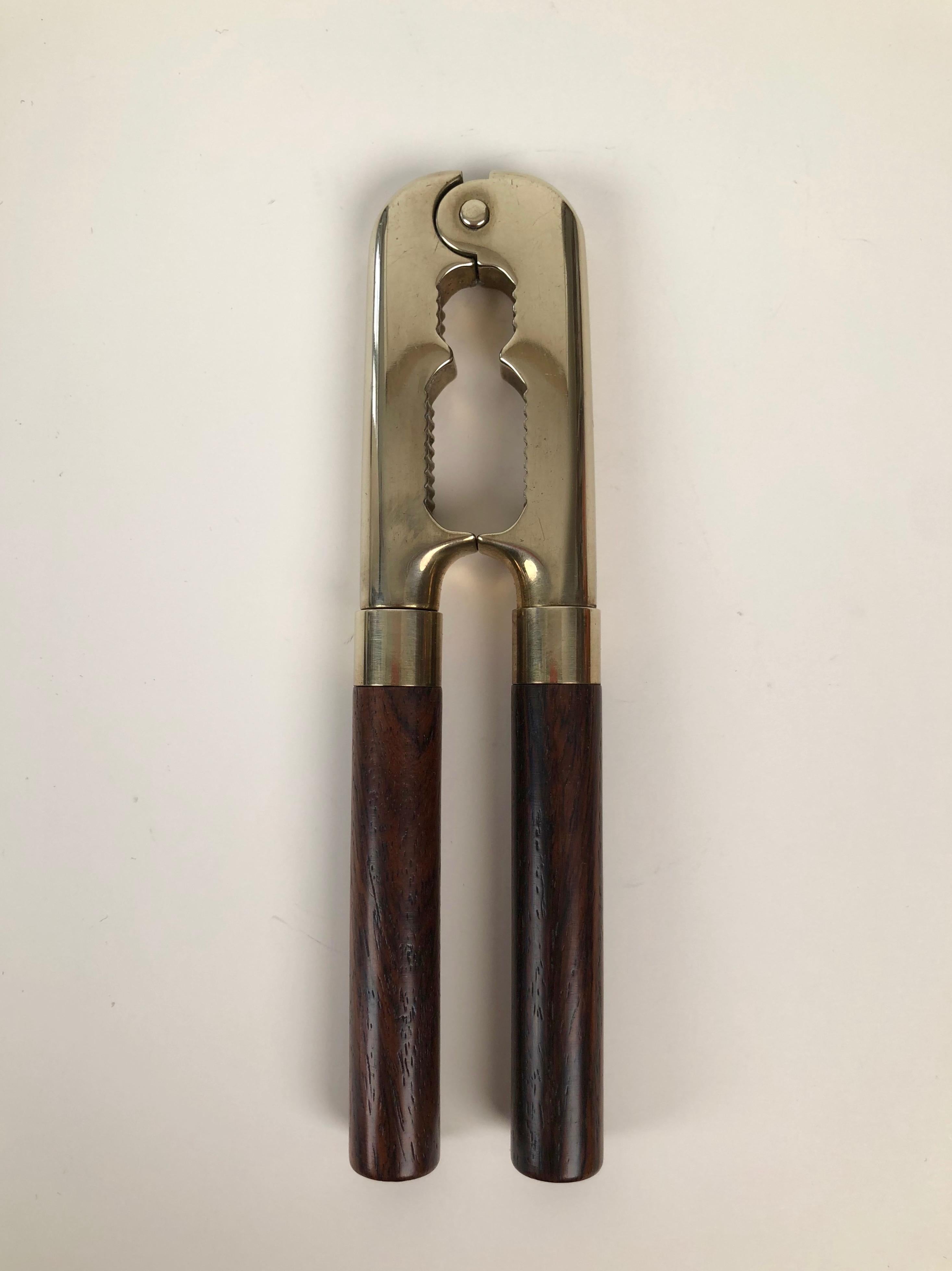 Forged Vintage Nut Cracker, 1970s, Made in Massive Brass and Palisander