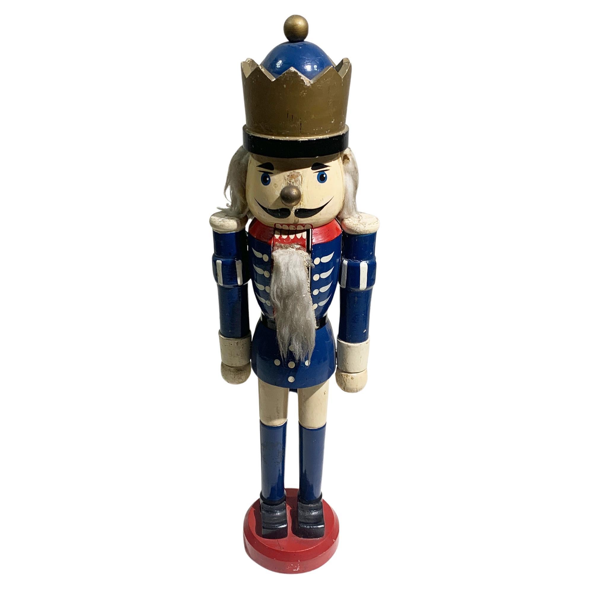 Vintage Nutcracker King Figure in Wood, Erzgebirge, Germany, Circa 1970s